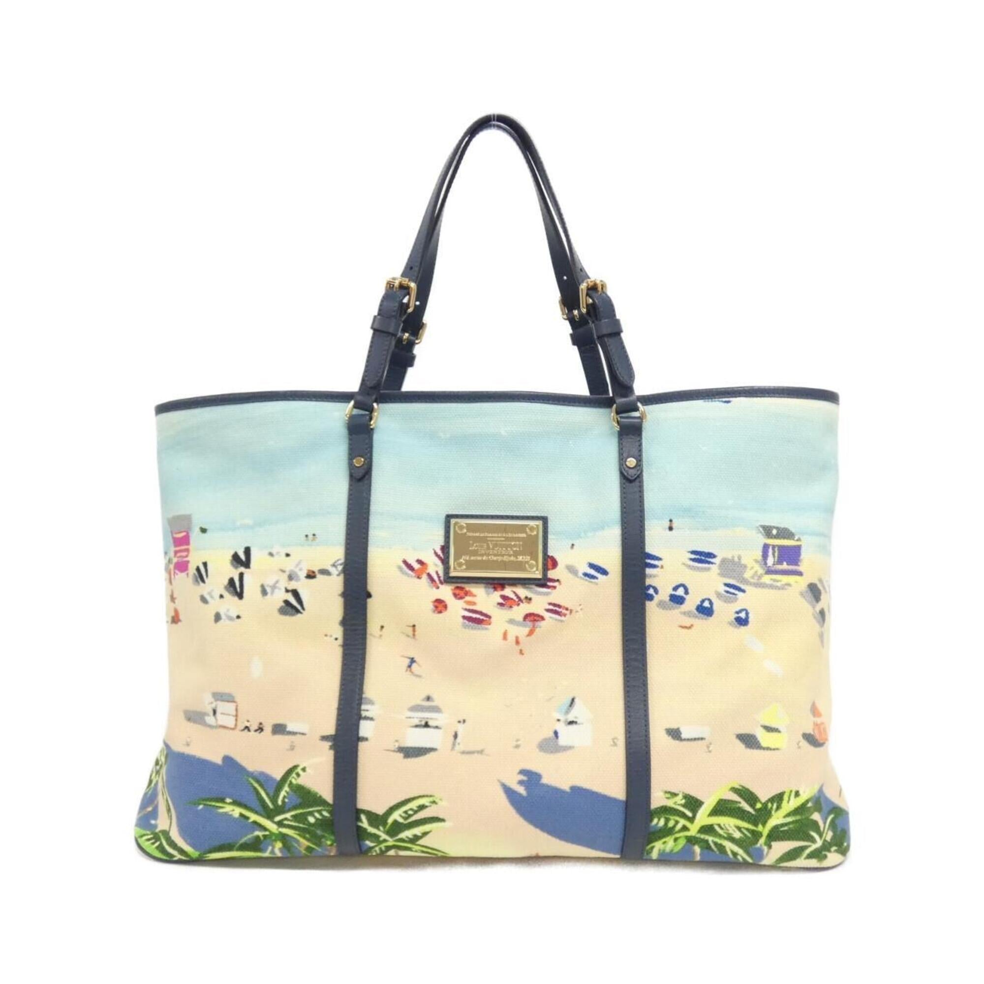 Louis Vuitton Beige Light Blue Canvas Handbag (Pre-Owned)