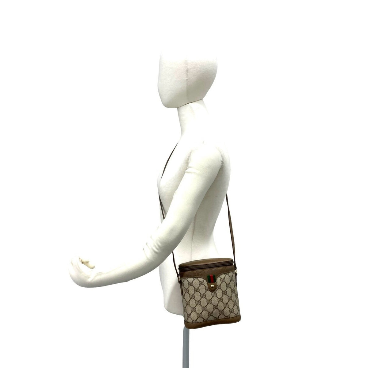 Gucci Brown Green Red Color Leather Pvc Pochette Shoulder Bag (Pre-Owned)