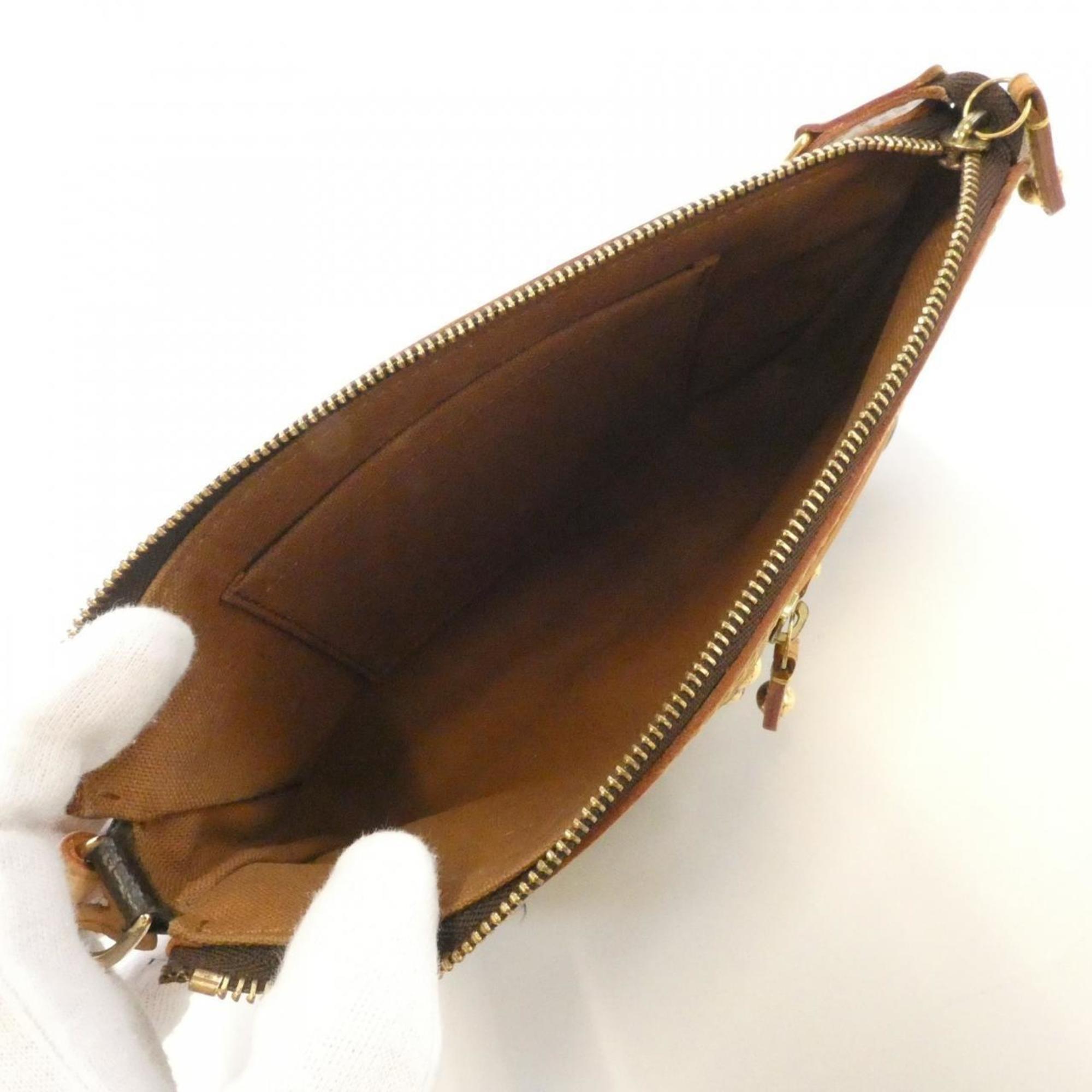 Louis Vuitton Marron Coated Canvas Pochette Pouch (Pre-Owned)