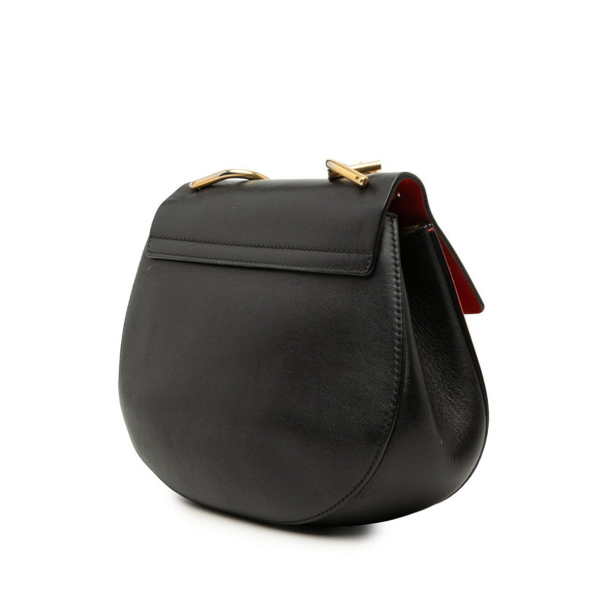 Chloé Drew Black Red Color Leather Suede Shoulder Bag (Pre-Owned)