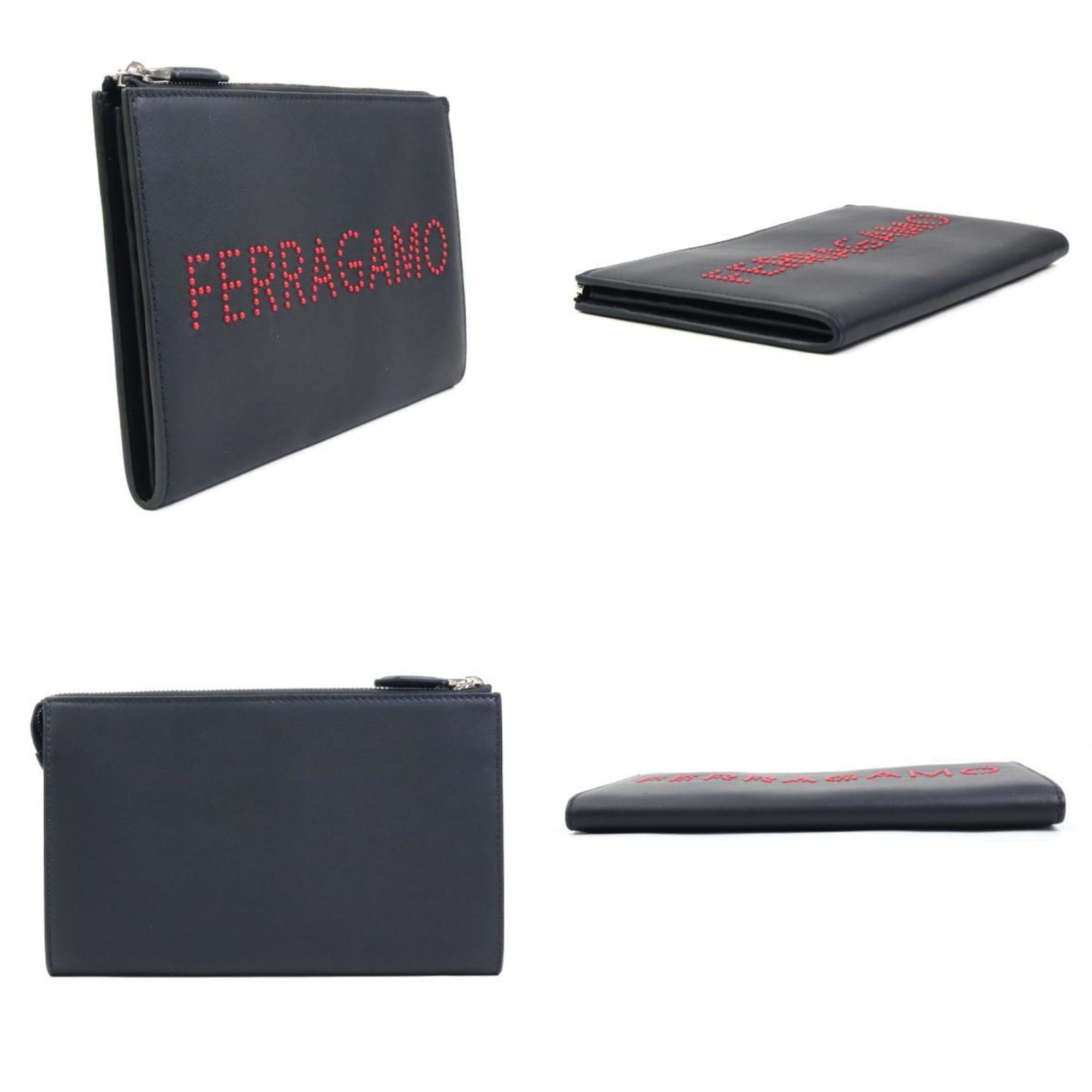 Salvatore Ferragamo Black Leather Clutch Bag (Pre-Owned)