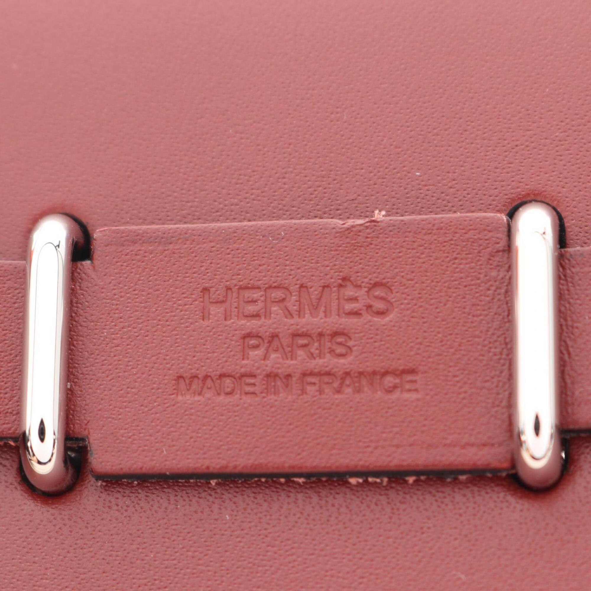 Hermes Bordeaux Ecru Ivory Rouge H Canvas Leather Shoulder Bag (Pre-Owned)