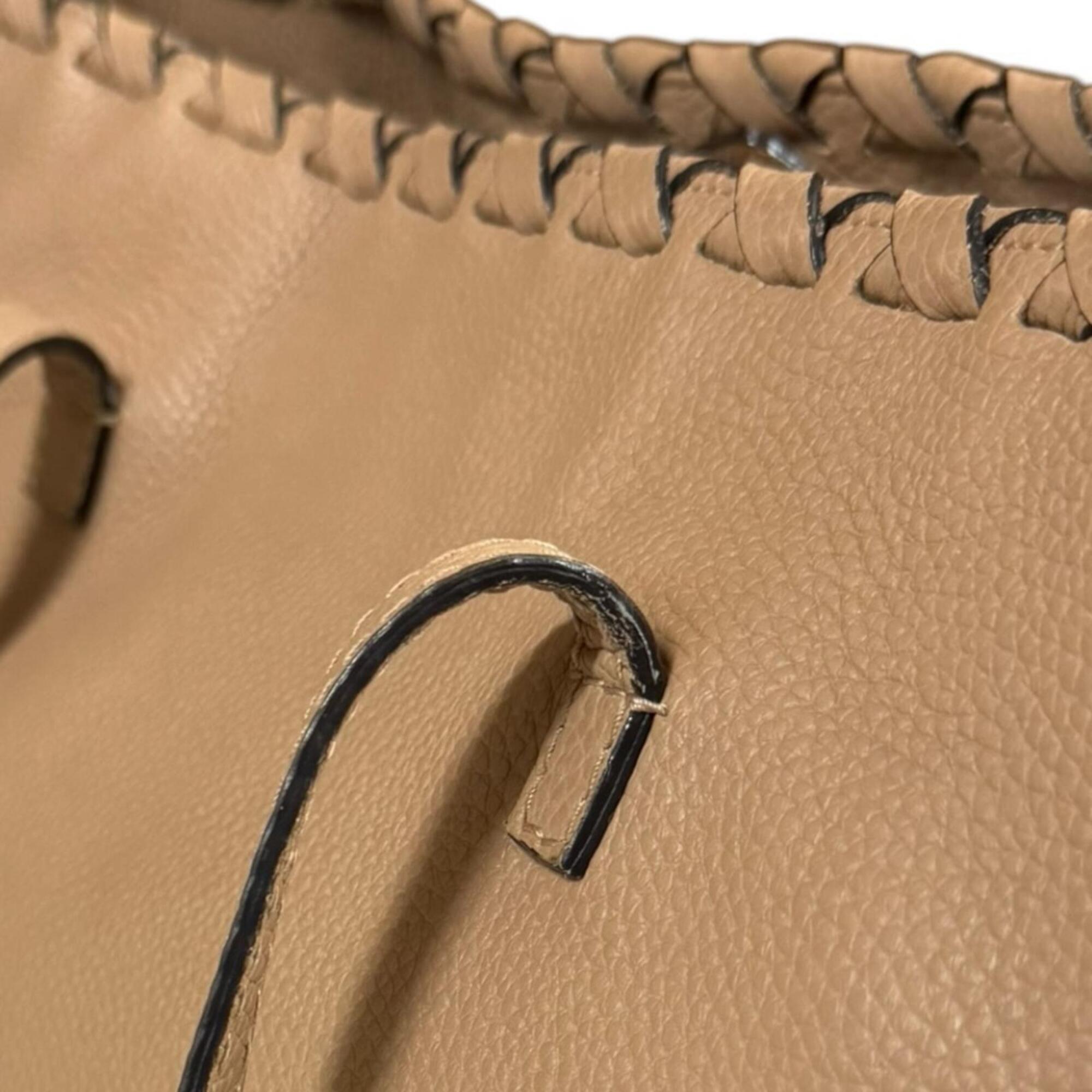 Gucci Bamboo Beige Leather Tote Bag (Pre-Owned)