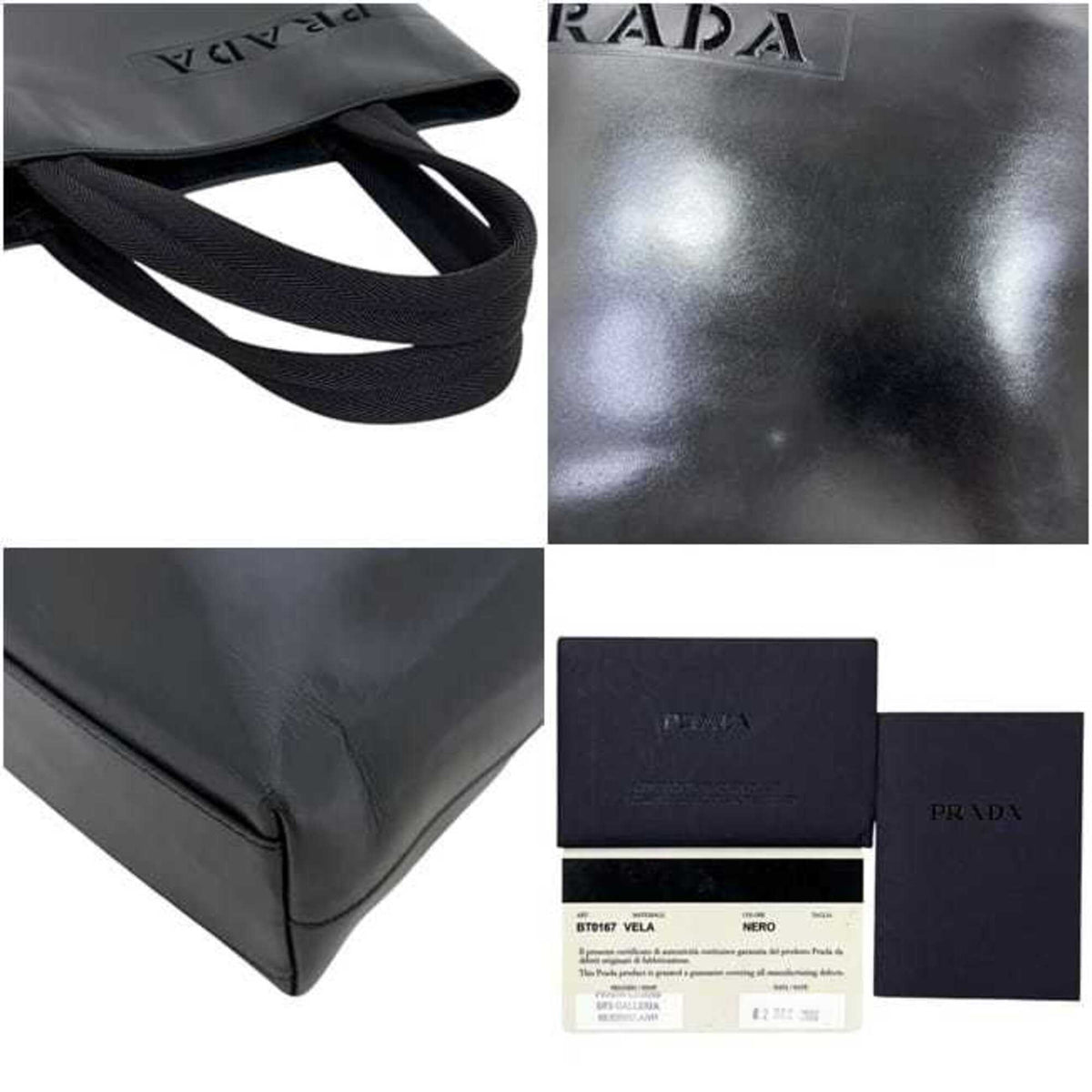 Prada Black Leather Handbag Tote Bag (Pre-Owned)