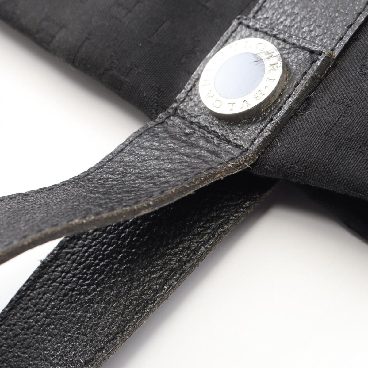 Bvlgari Black Canvas Leather Handbag Pouch (Pre-Owned)