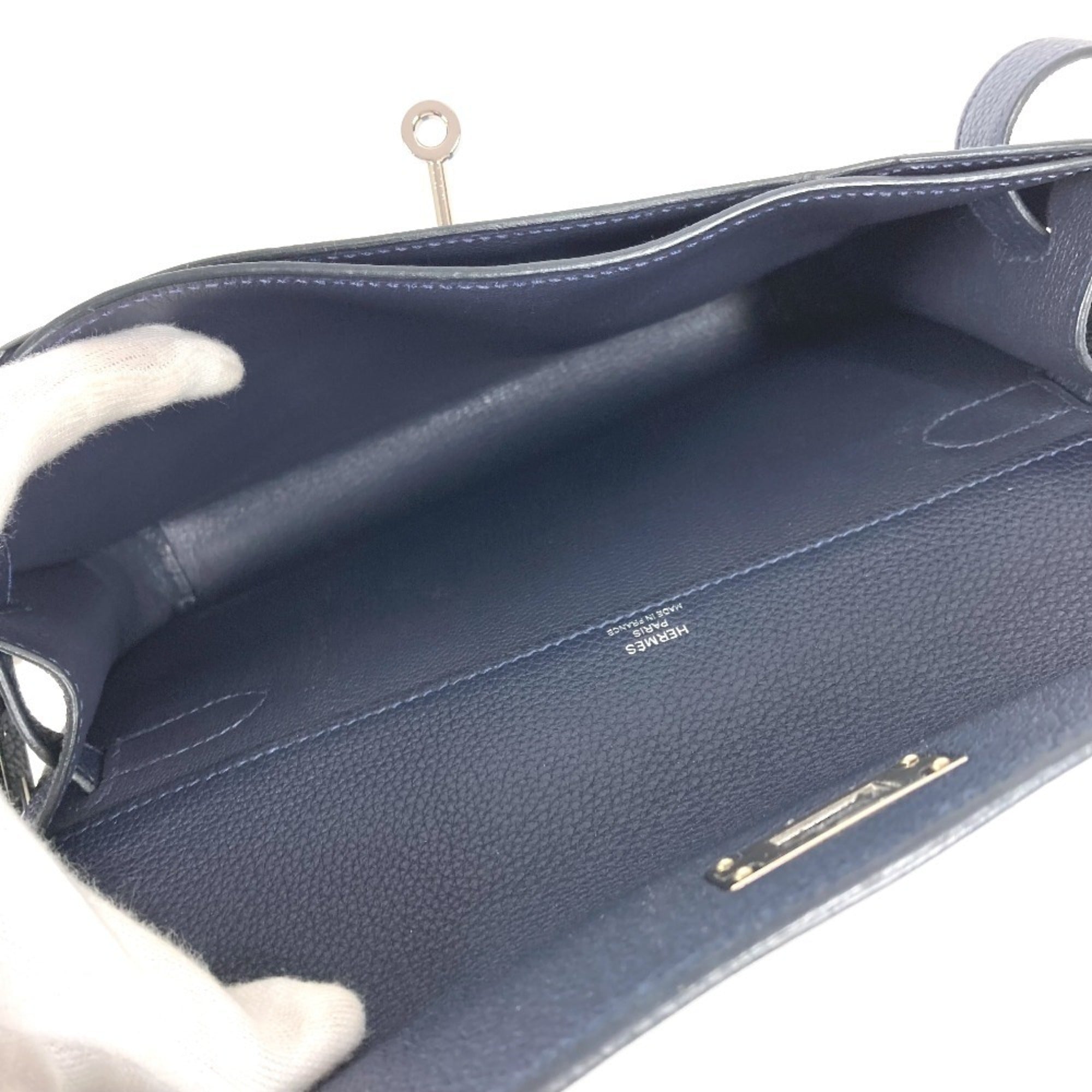 Hermes Kelly Navy Togo Leather Clutch Bag (Pre-Owned)