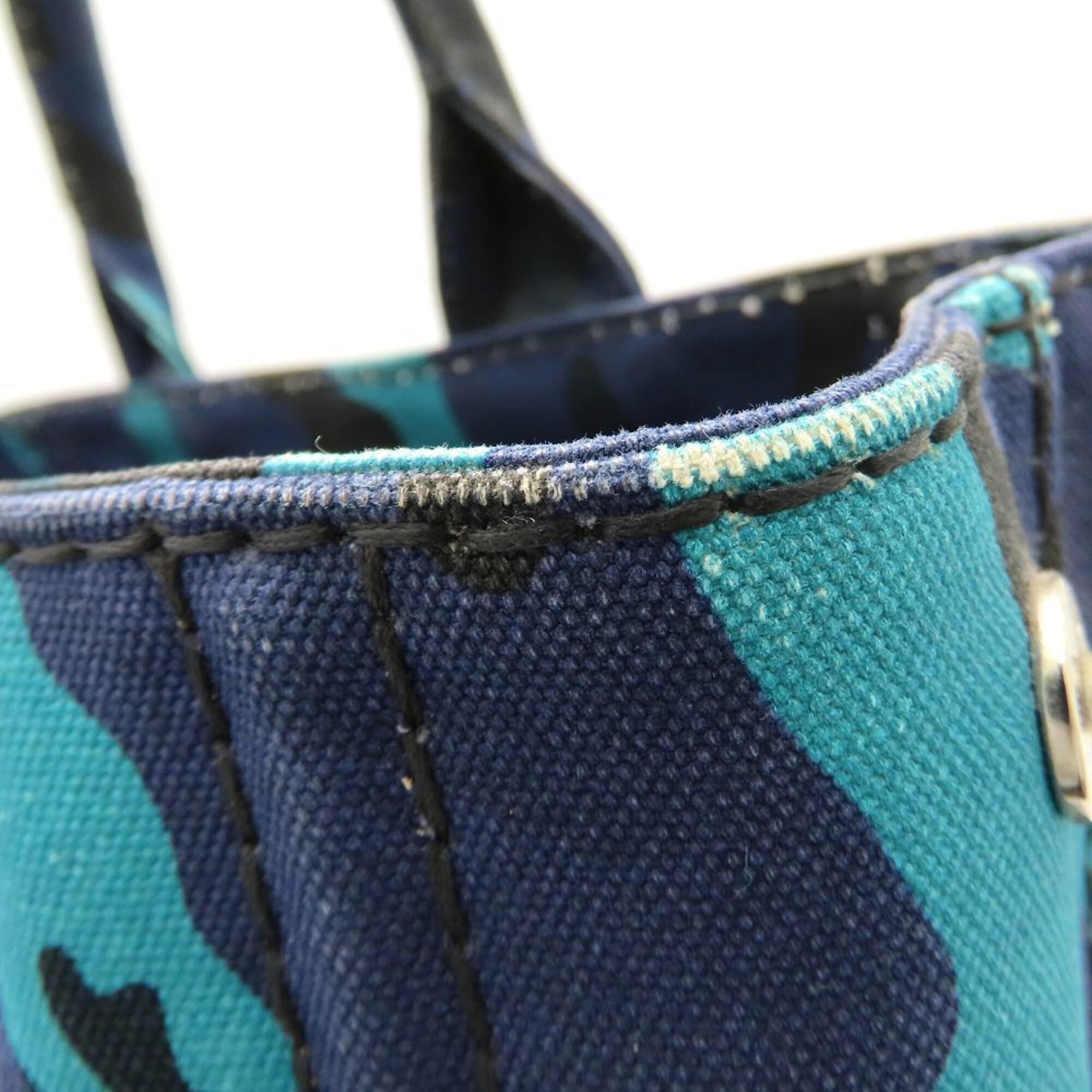 Prada Blue Camouflage Canvas Tote Bag (Pre-Owned)