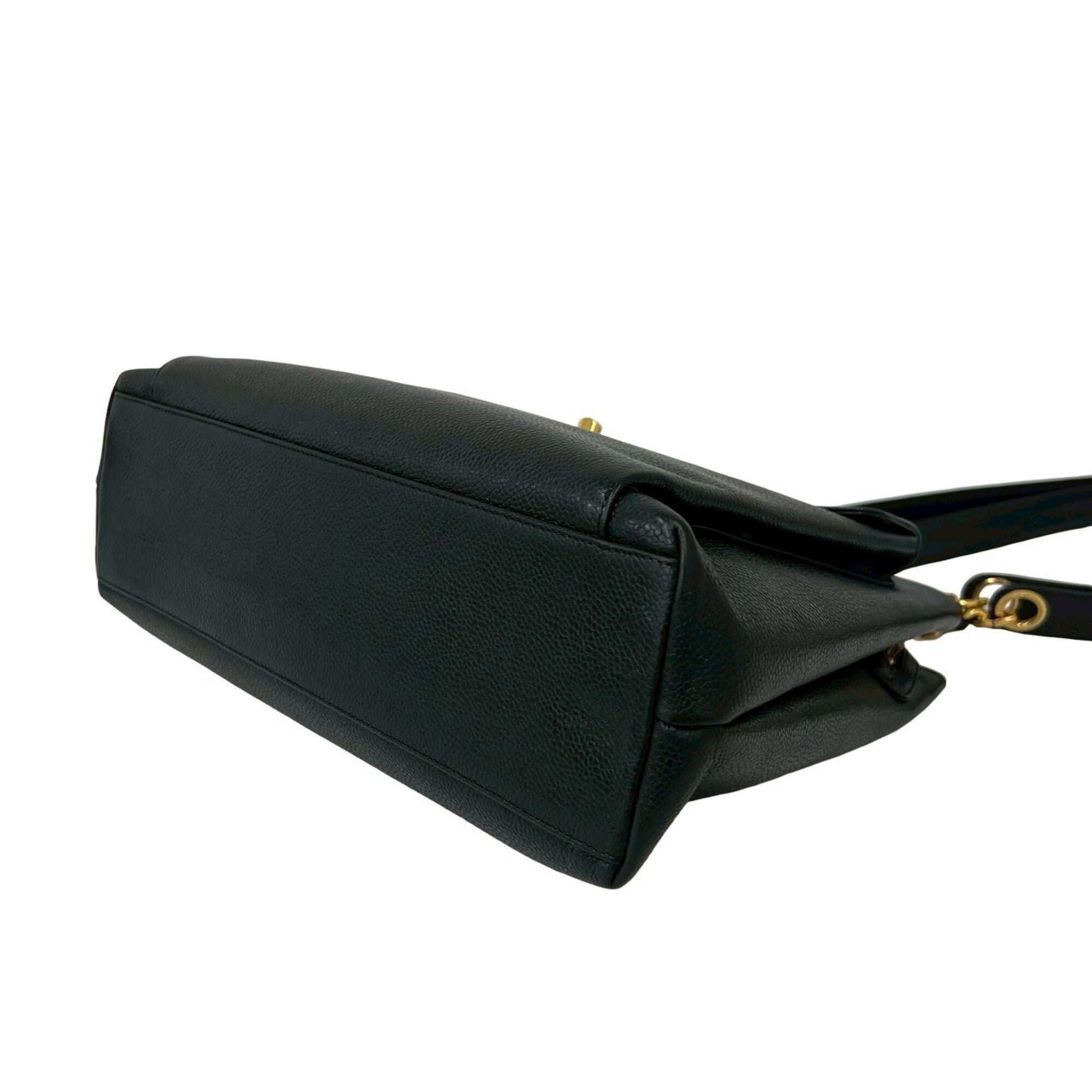 Chanel Black Grained Calfskin Shoulder Bag (Pre-Owned)