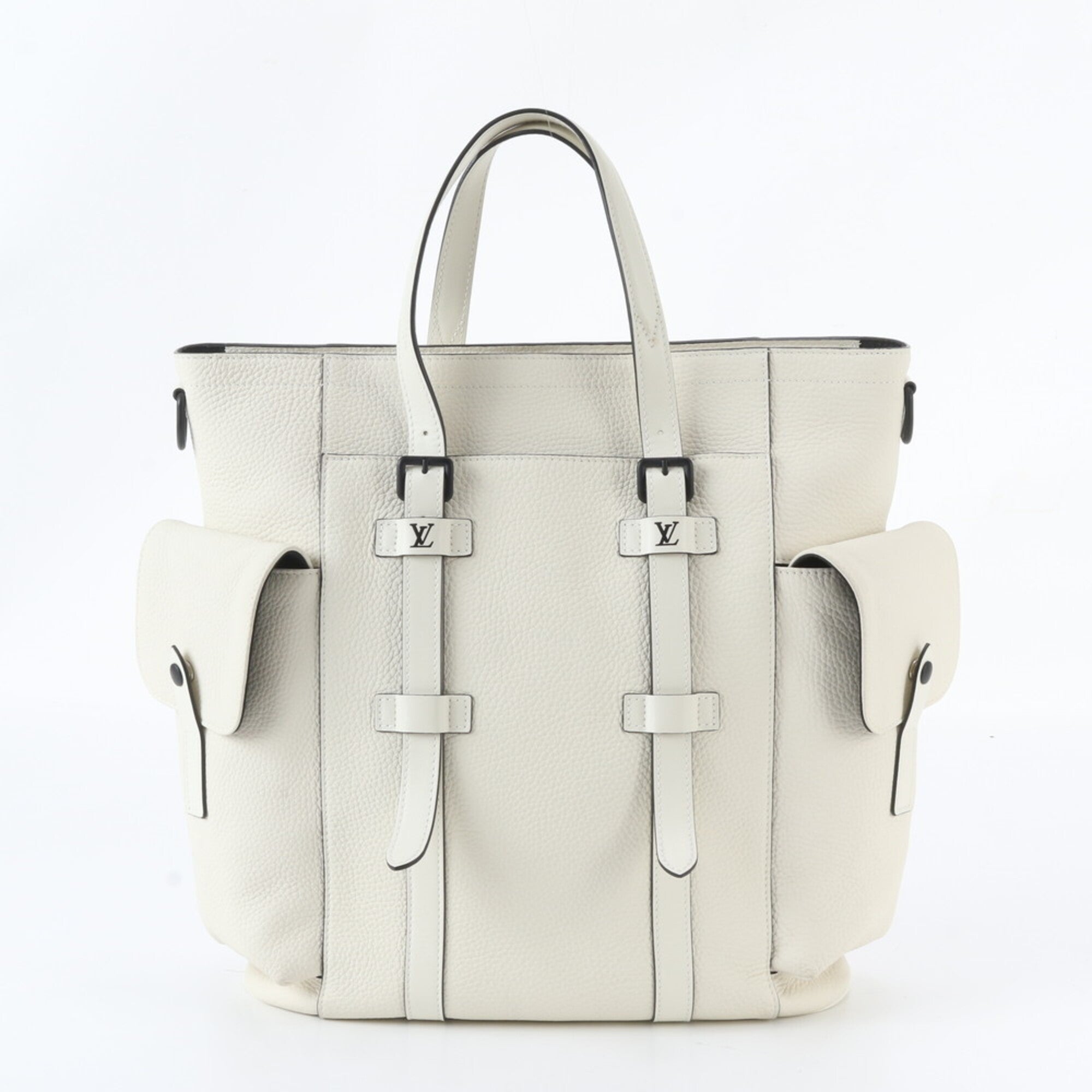 Louis Vuitton White Leather Handbag Tote Bag (Pre-Owned)