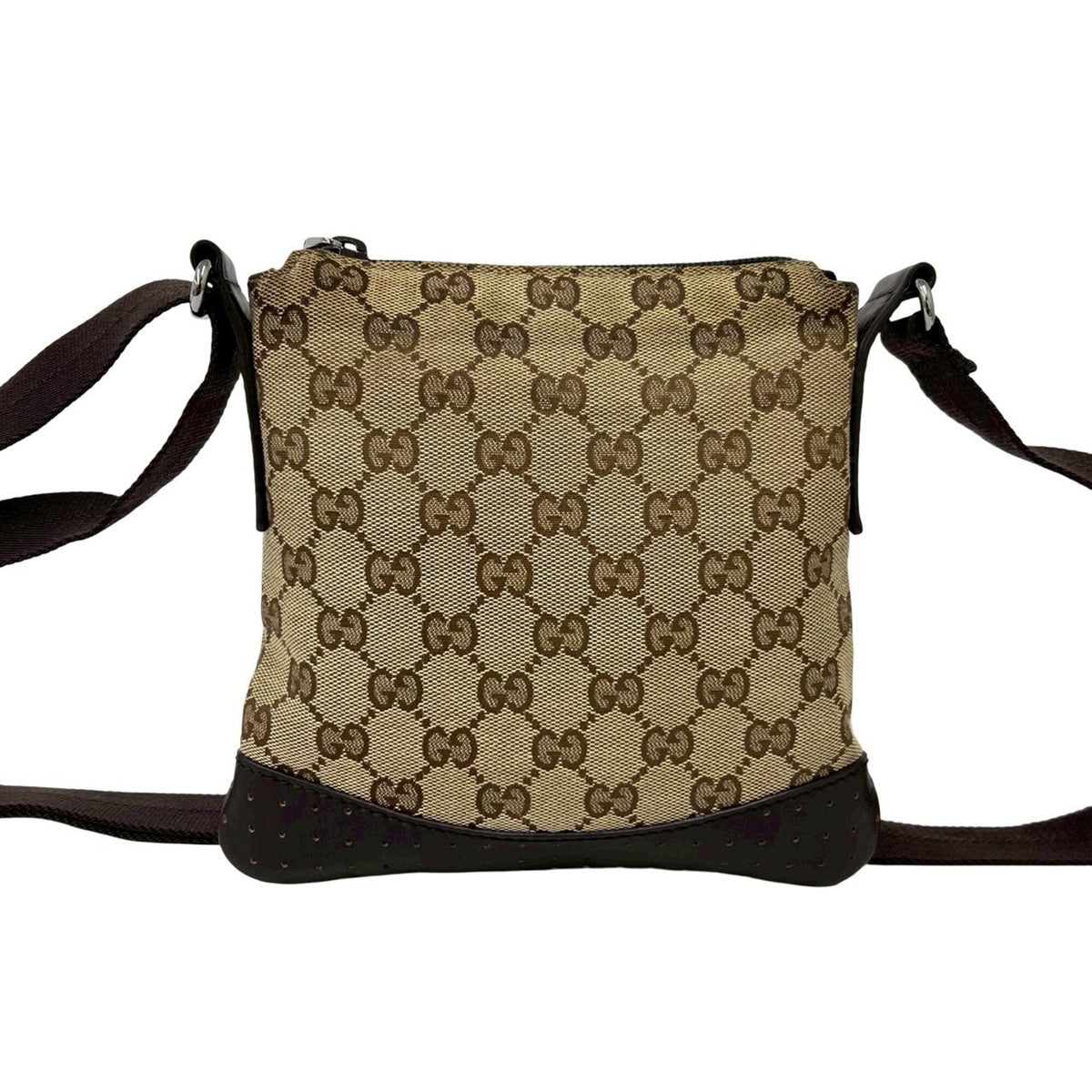 Gucci Brown Canvas Leather Pochette Shoulder Bag (Pre-Owned)