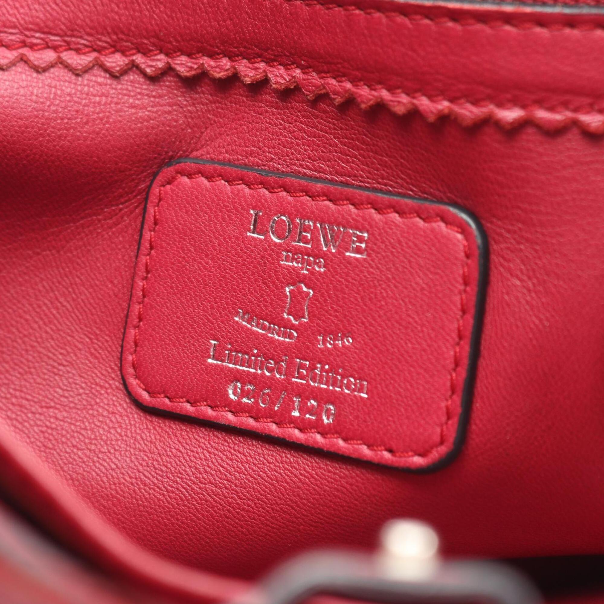 Loewe Bordeaux Pink Leather Handbag Tote Bag (Pre-Owned)