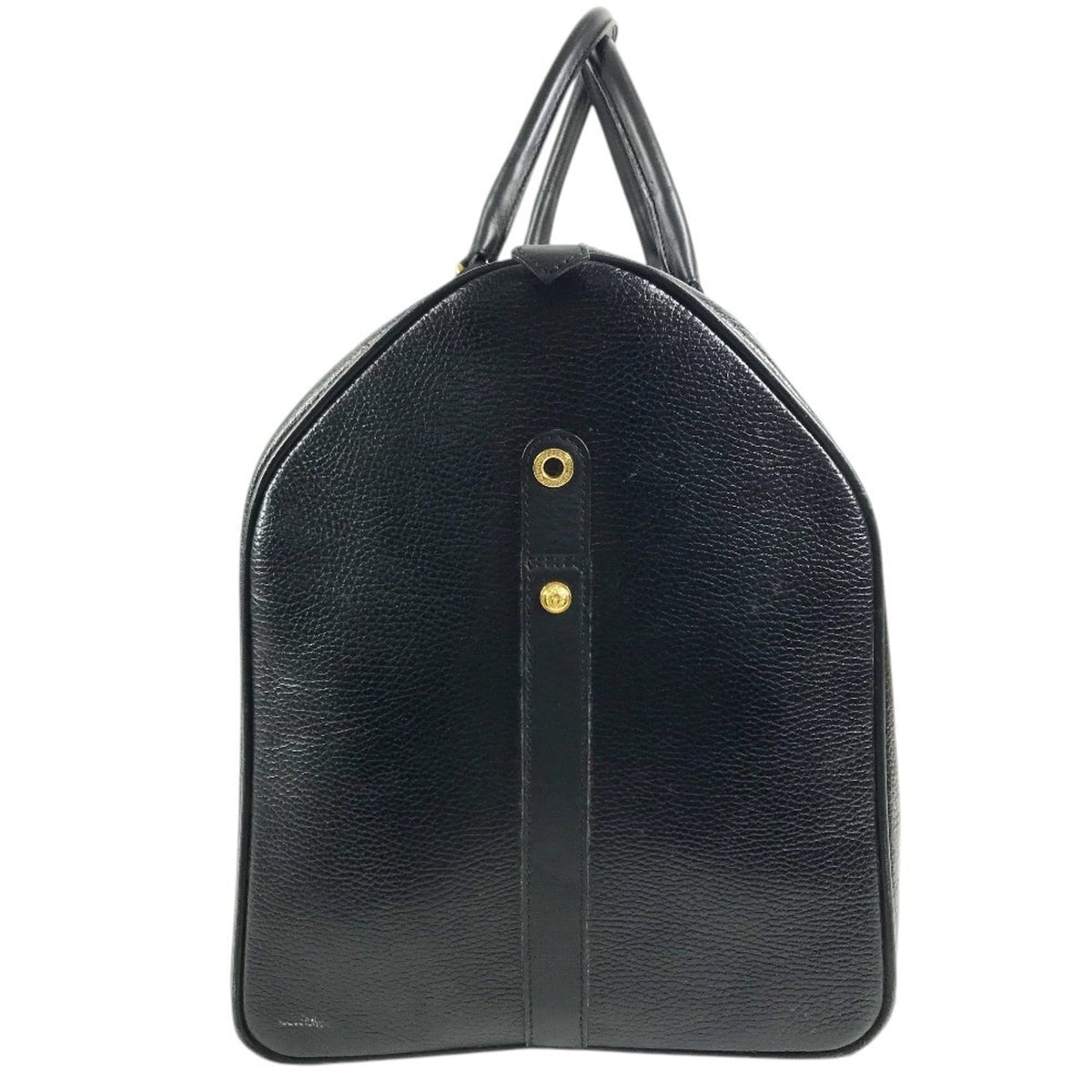 Versace Black Leather Boston Bag Handbag (Pre-Owned)