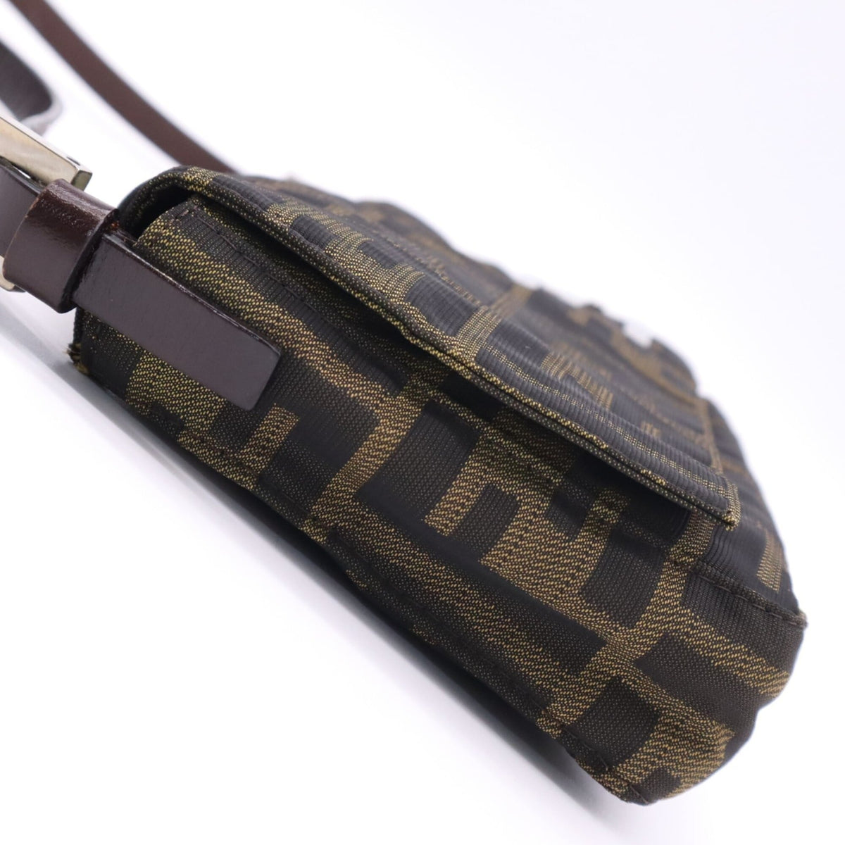 Fendi Zucca Brown Canvas Leather Shoulder Bag (Pre-Owned)