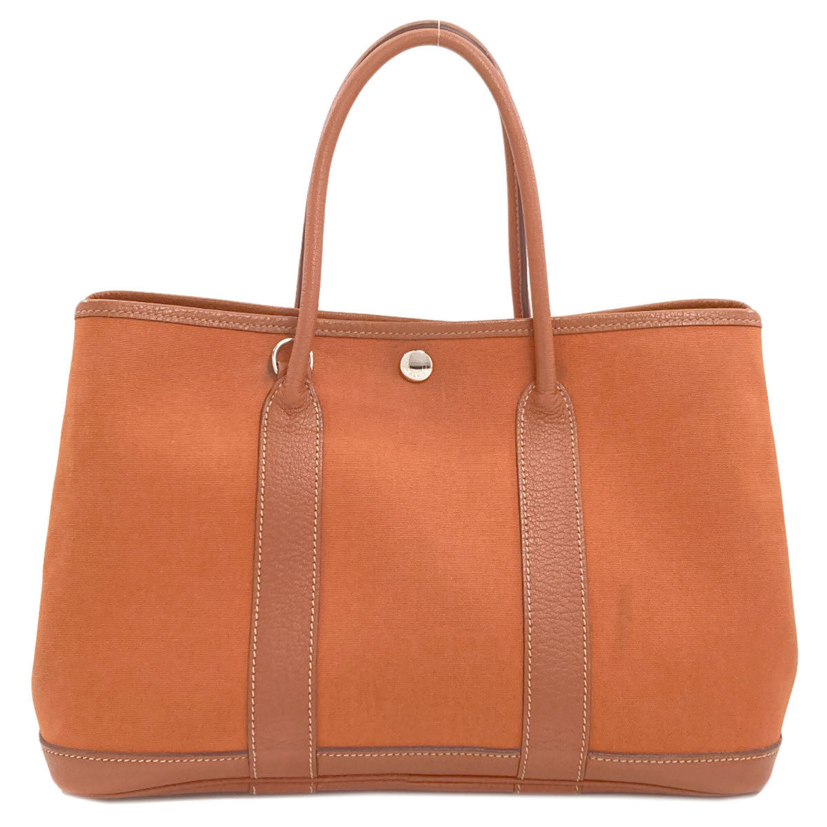Hermes Brown Orange Canvas Negonda Leather Handbag (Pre-Owned)