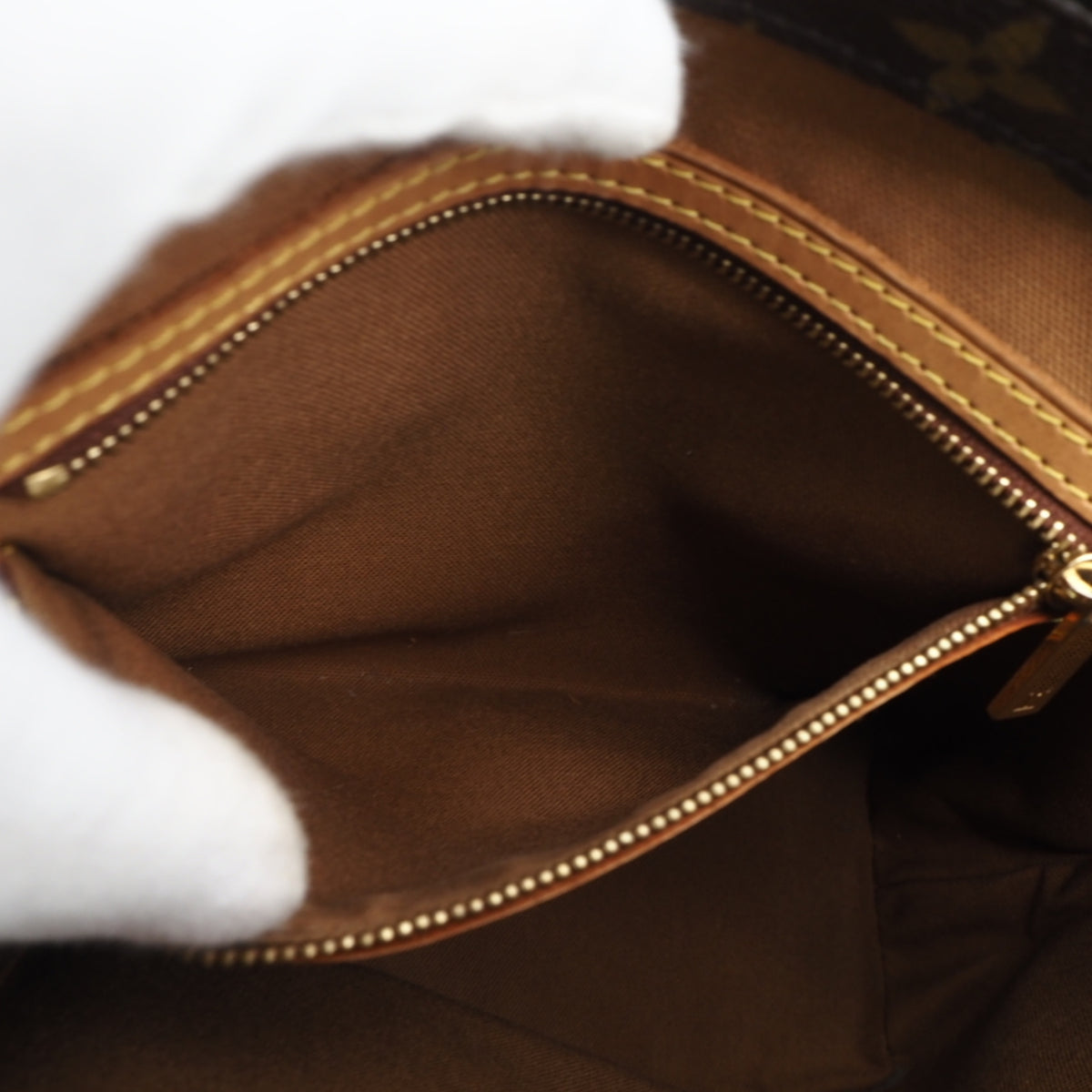 Louis Vuitton Monogram Beige Brown Coated Canvas Leather Handbag (Pre-Owned)