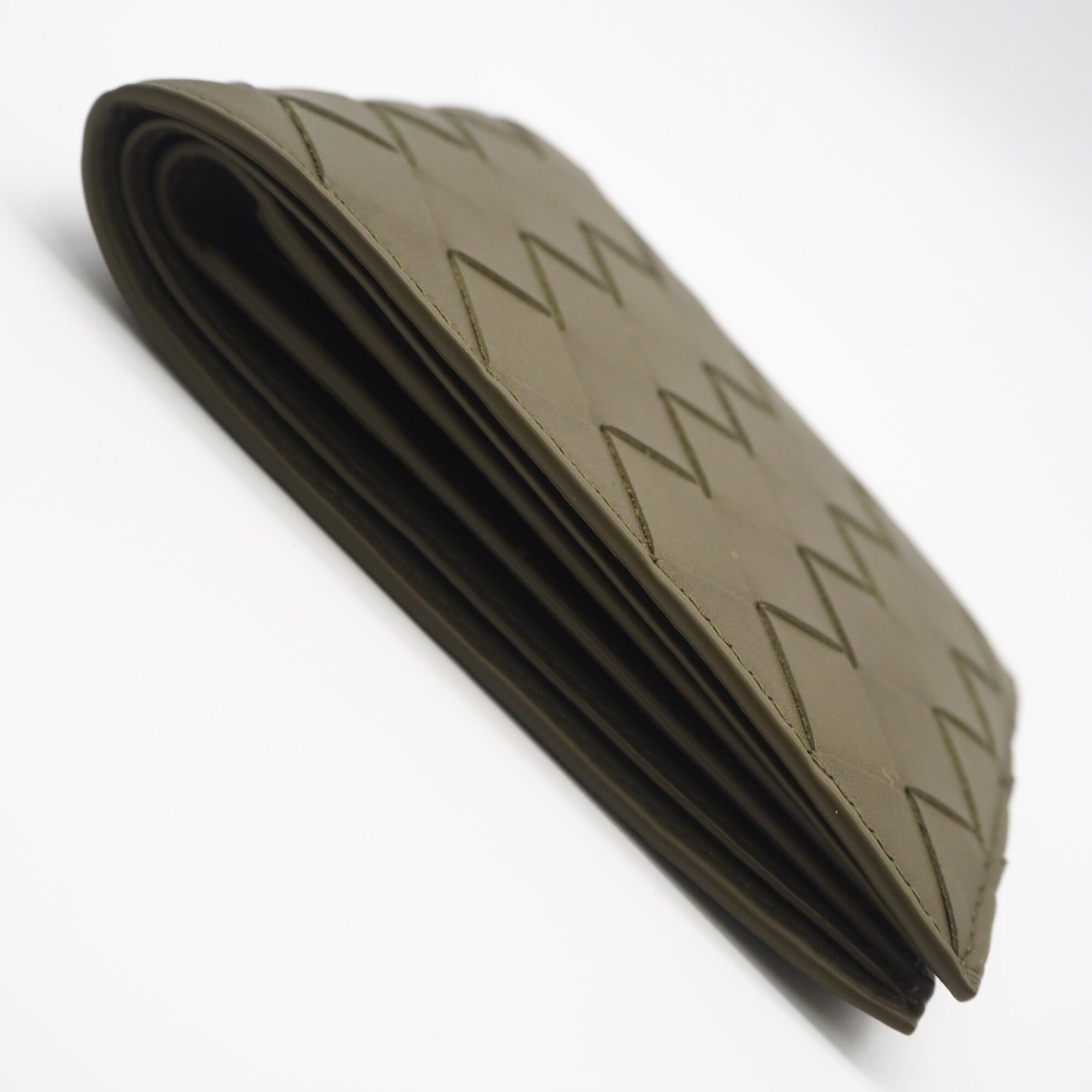 Bottega Veneta Intrecciato Khaki Leather Wallet (Bi-Fold) (Pre-Owned)
