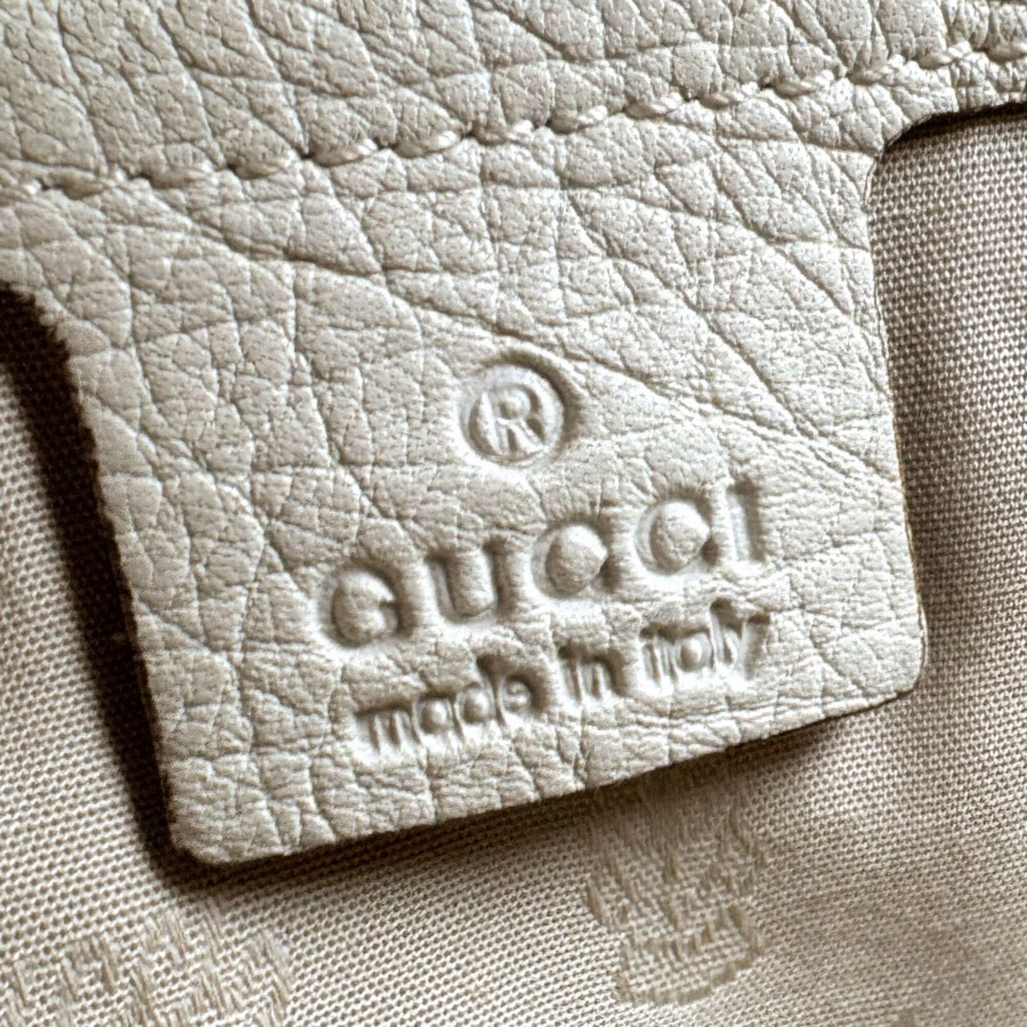 Gucci Beige Brown Ivory Gg Canvas Leather Tote Bag (Pre-Owned)