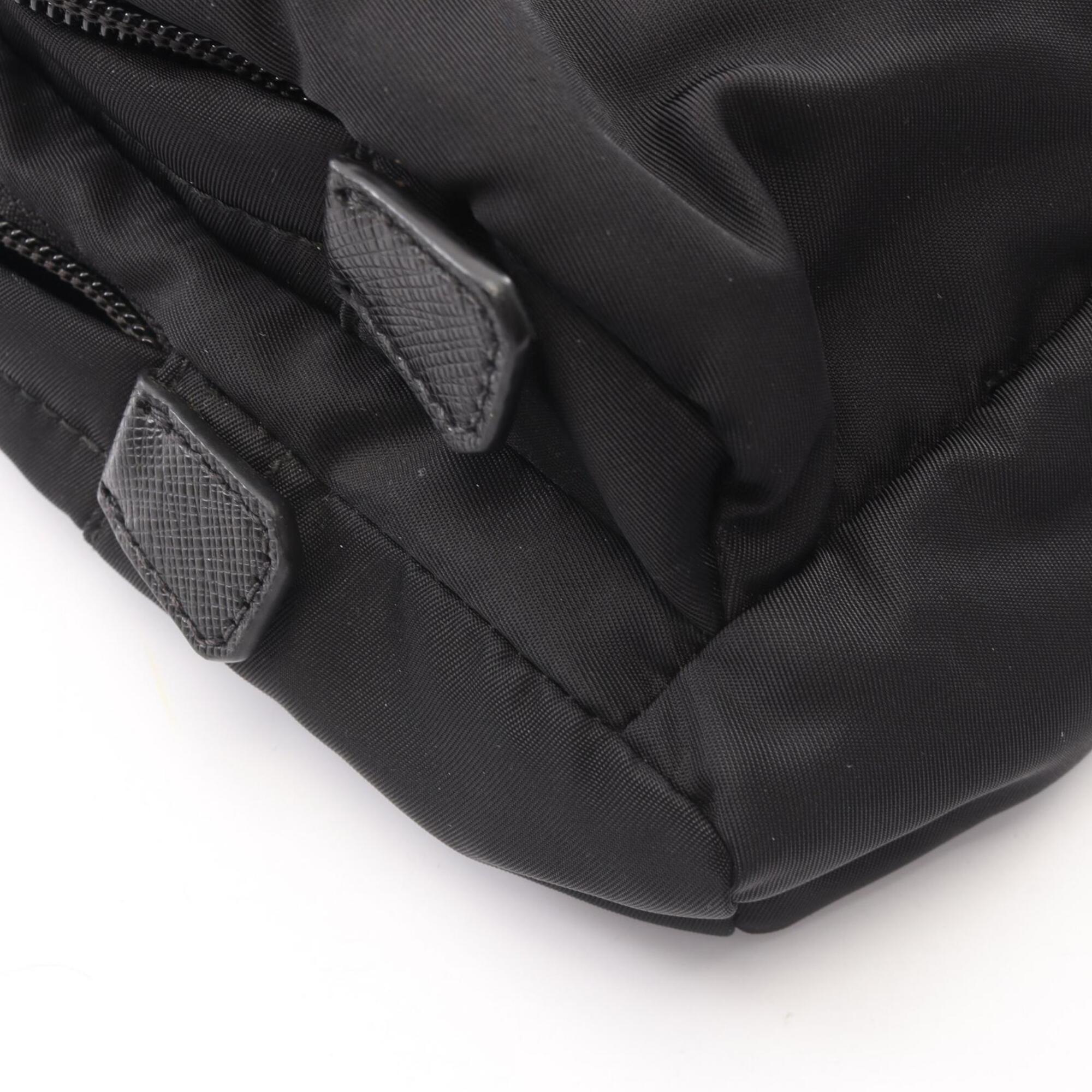Prada Black Nylon Leather Backpack Handbag (Pre-Owned)