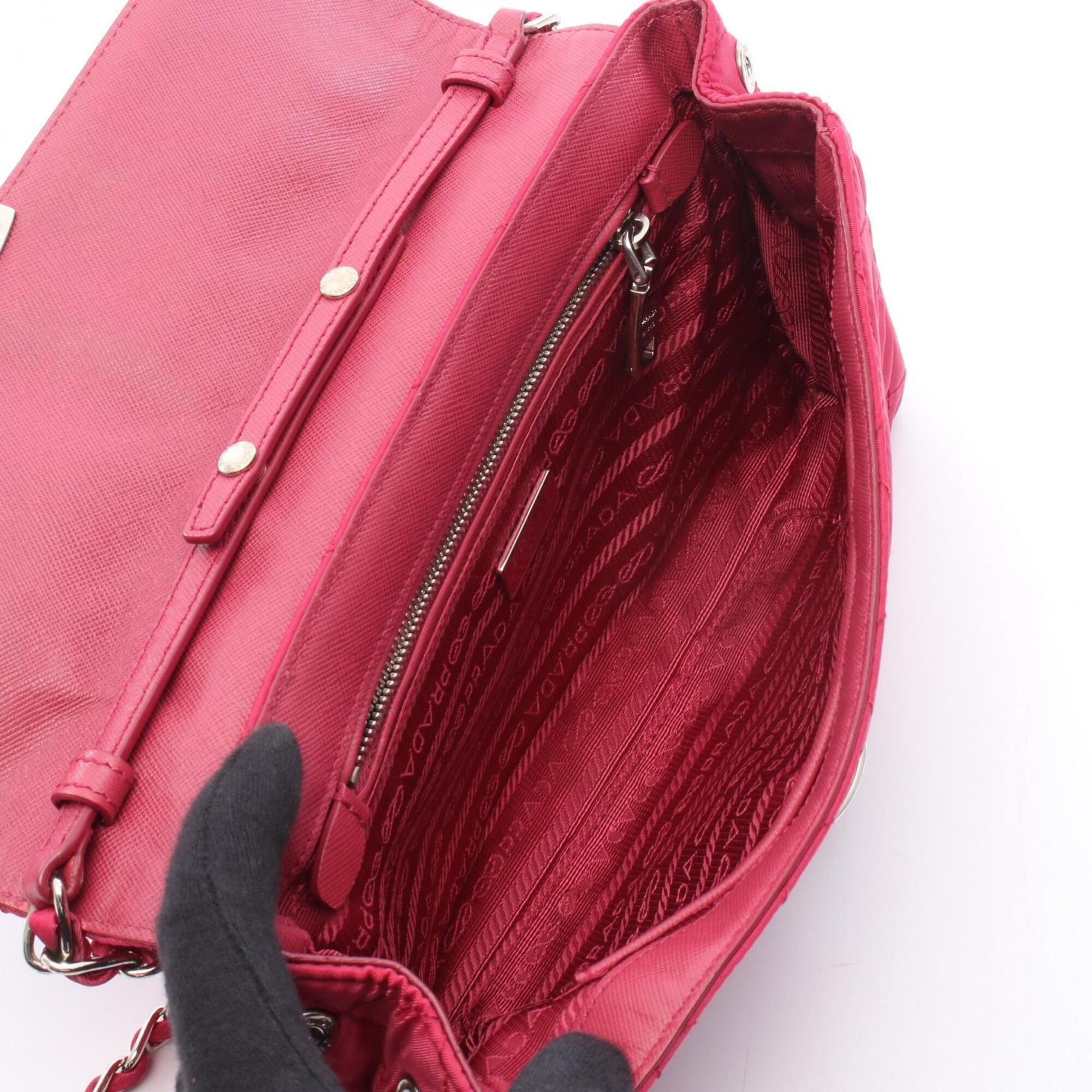 Prada Pink Tessuto Leather Handbag Shoulder Bag (Pre-Owned)