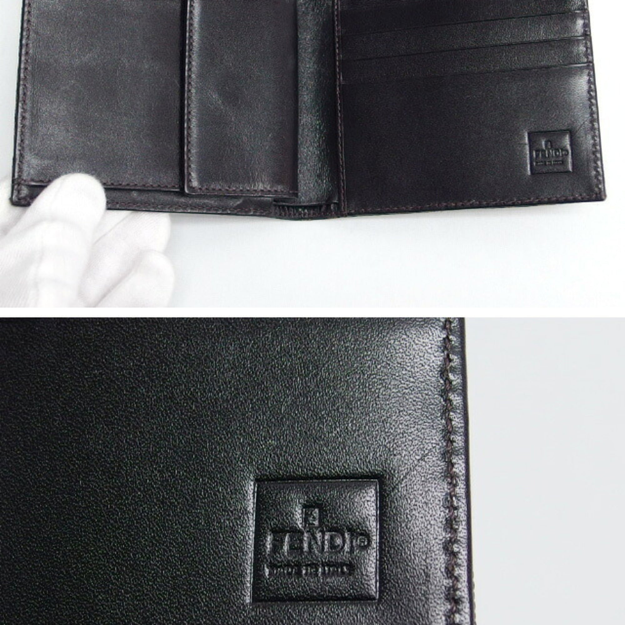 Fendi Zucca Dark Brown Khaki Jacquard Canvas Wallet (Bi-Fold) (Pre-Owned)