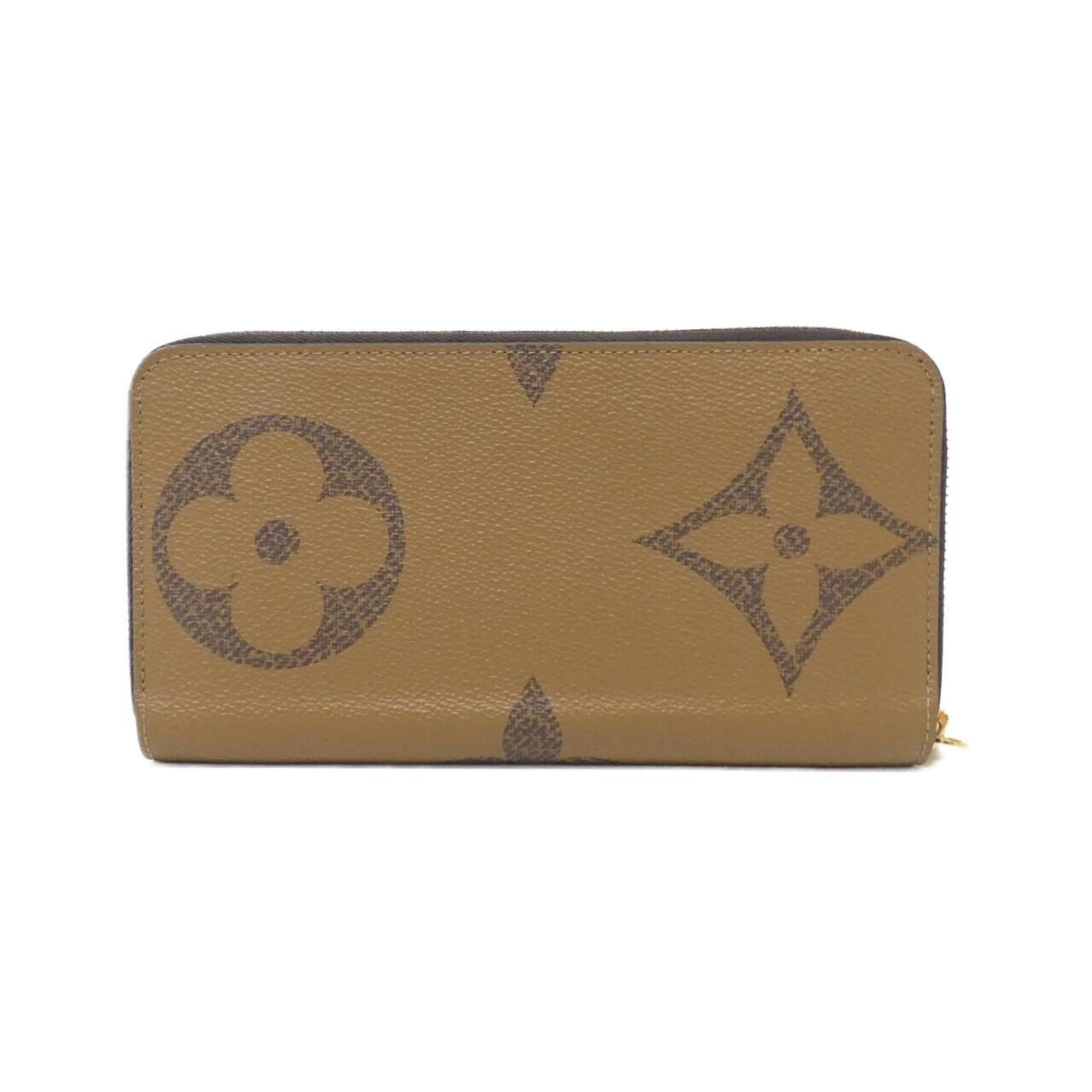 Louis Vuitton Beige Brown Brown Coated Canvas Long Wallet (Bi-Fold) (Pre-Owned)