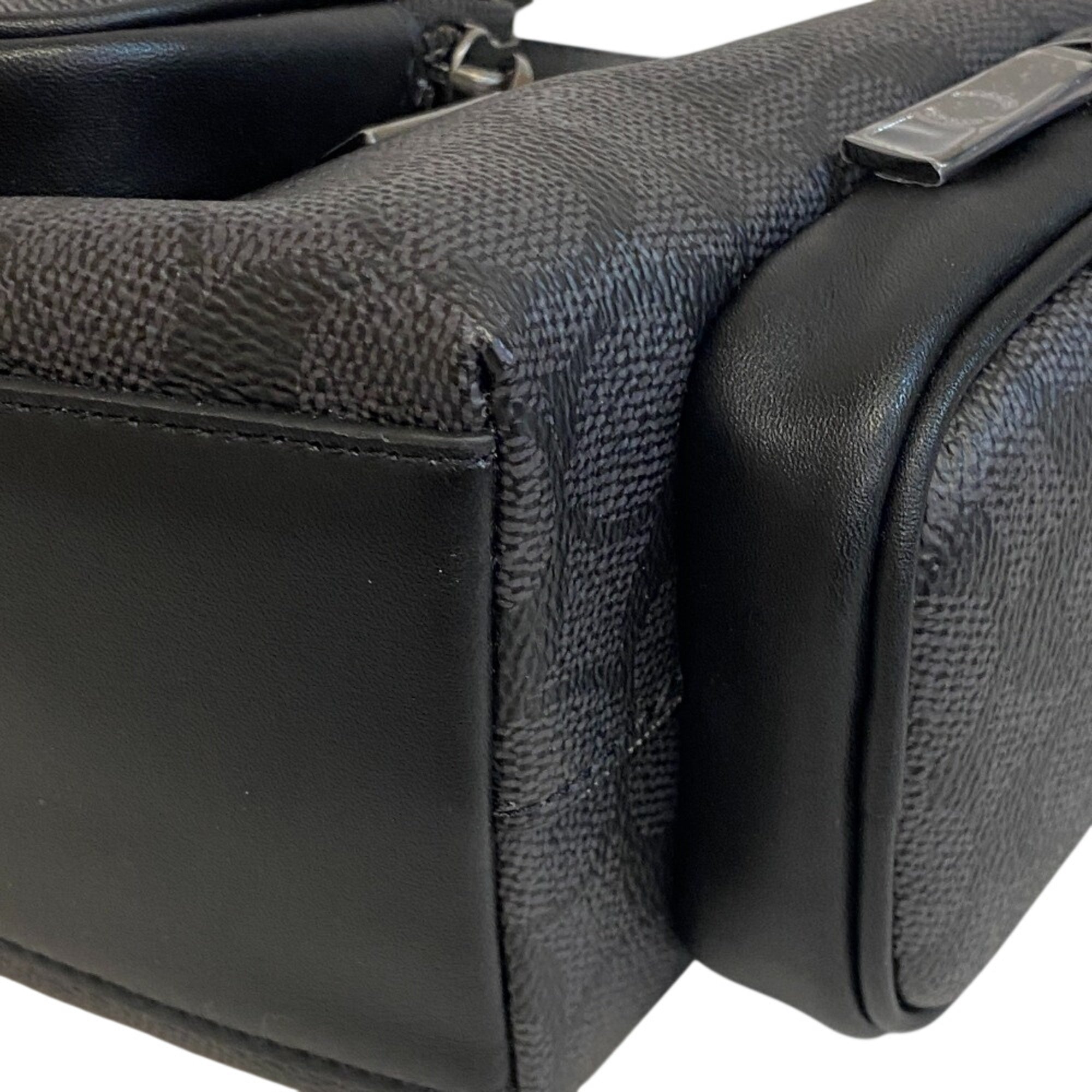 Coach Black Gray Pvc Coated Canvas Shoulder Bag Sling Bag (Pre-Owned)