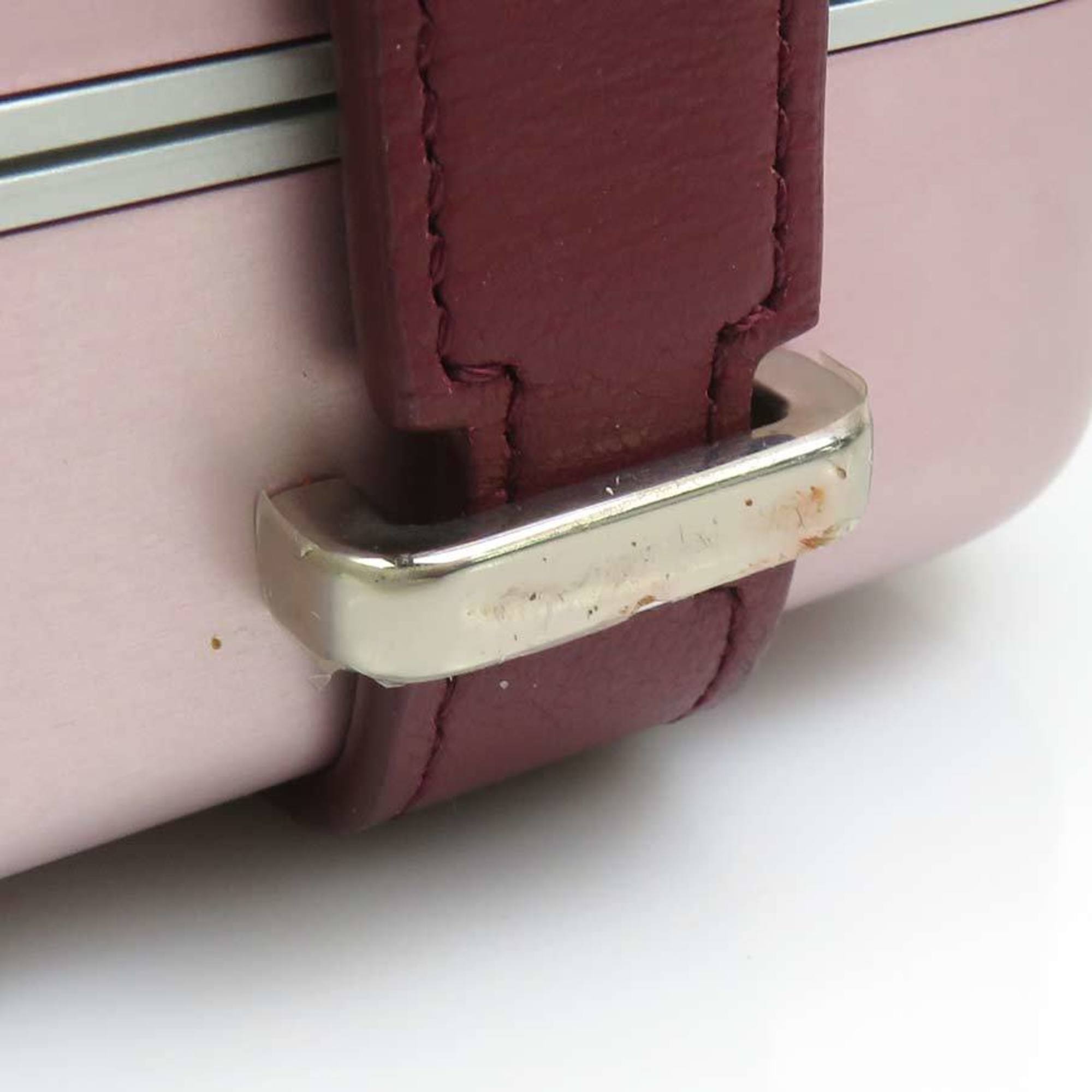 Christian Dior Burgundy Metallic Pink Leather Aluminum Shoulder Bag (Pre-Owned)