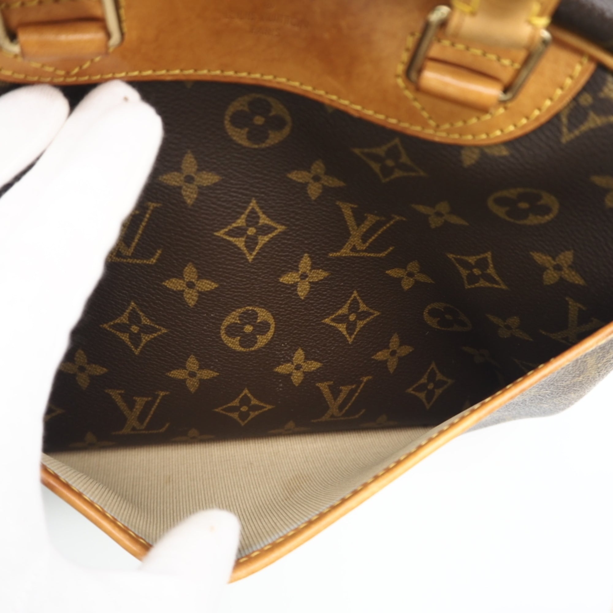 Louis Vuitton Monogram Beige Brown Coated Canvas Leather Handbag (Pre-Owned)