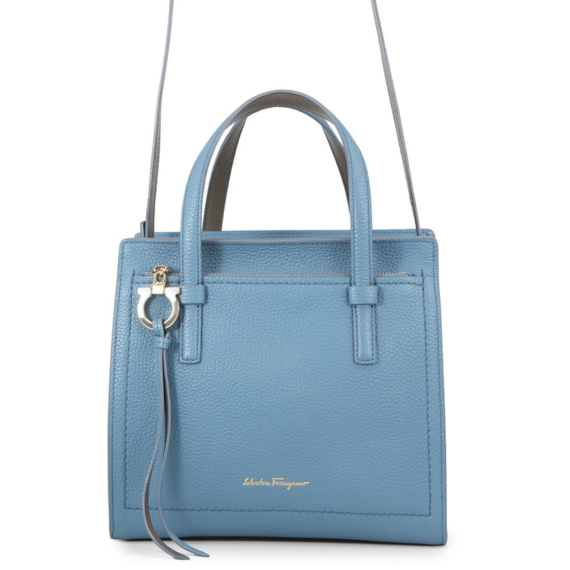 Salvatore Ferragamo Blue Leather Handbag (Pre-Owned)