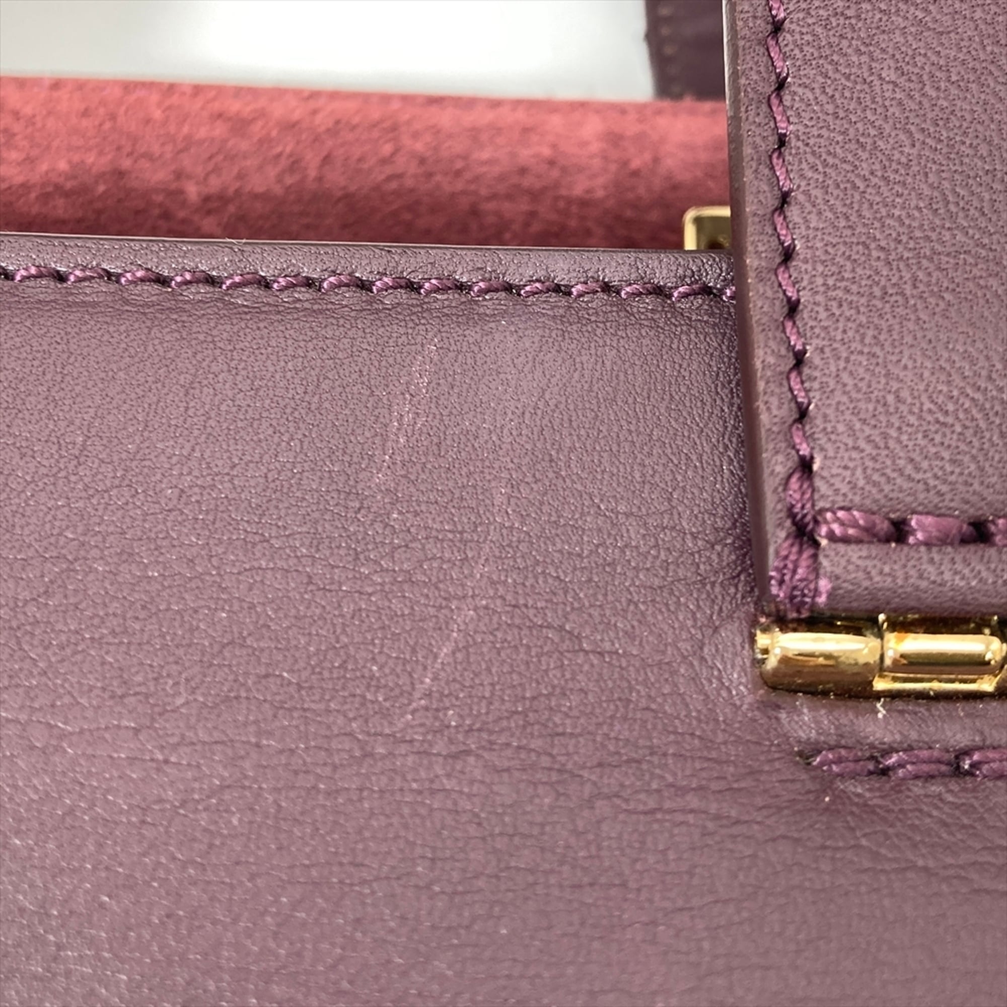 Giorgio Armani Bordeaux Red Color Wine Suede Leather Handbag Tote Bag (Pre-Owned)
