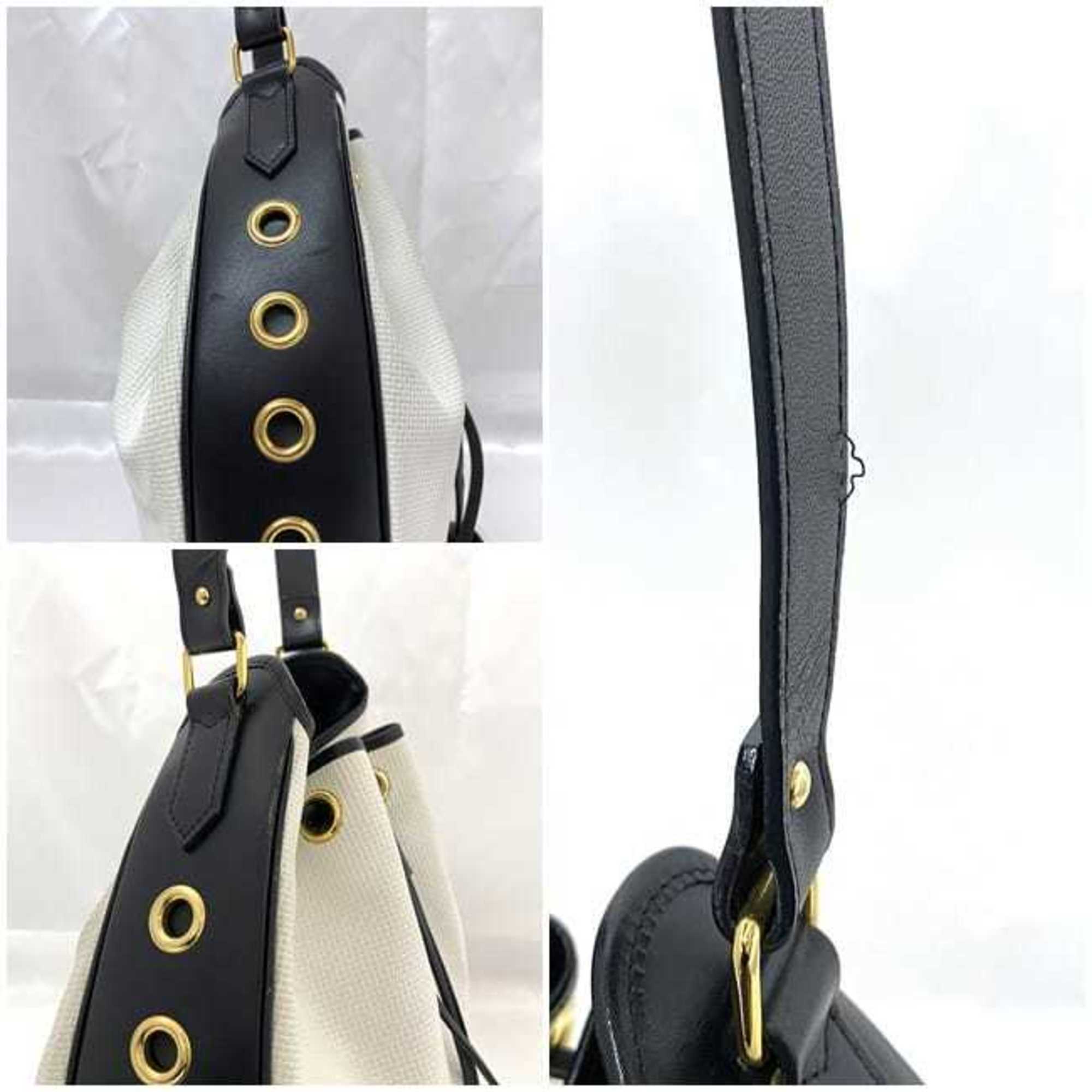 Yves Saint Laurent Navy White Pvc Leather Shoulder Bag (Pre-Owned)