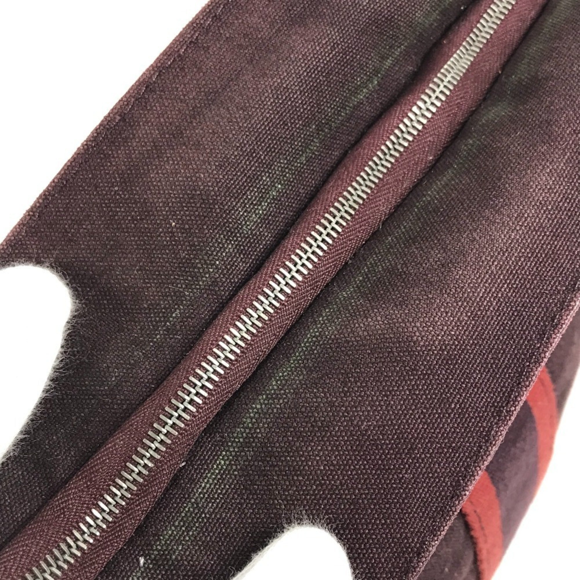 Hermes Red Color Wine Cotton Clutch Bag Pouch (Pre-Owned)