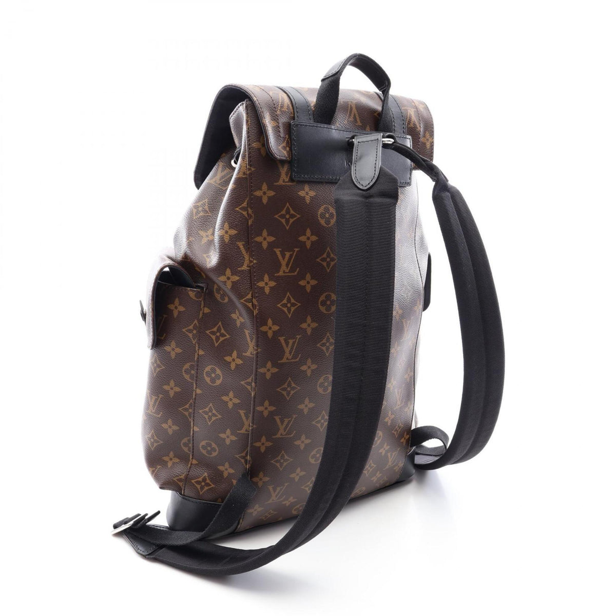 Louis Vuitton Black Brown Coated Canvas Leather Backpack Handbag (Pre-Owned)
