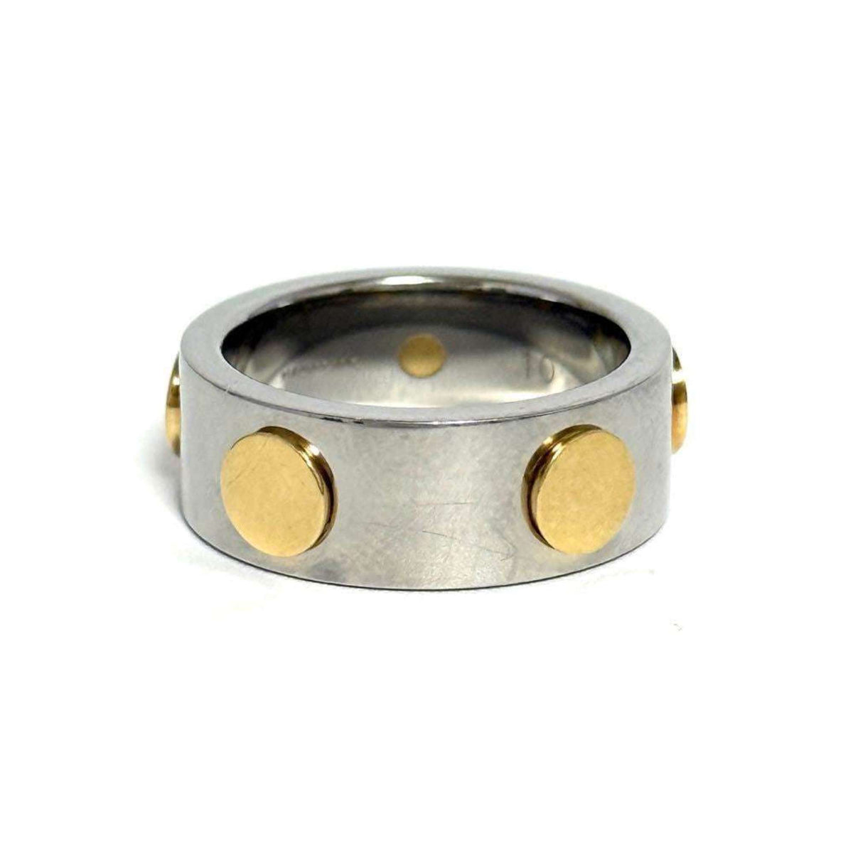 Gucci Stainless Steel Yellow Gold Band Ring (Pre-Owned)