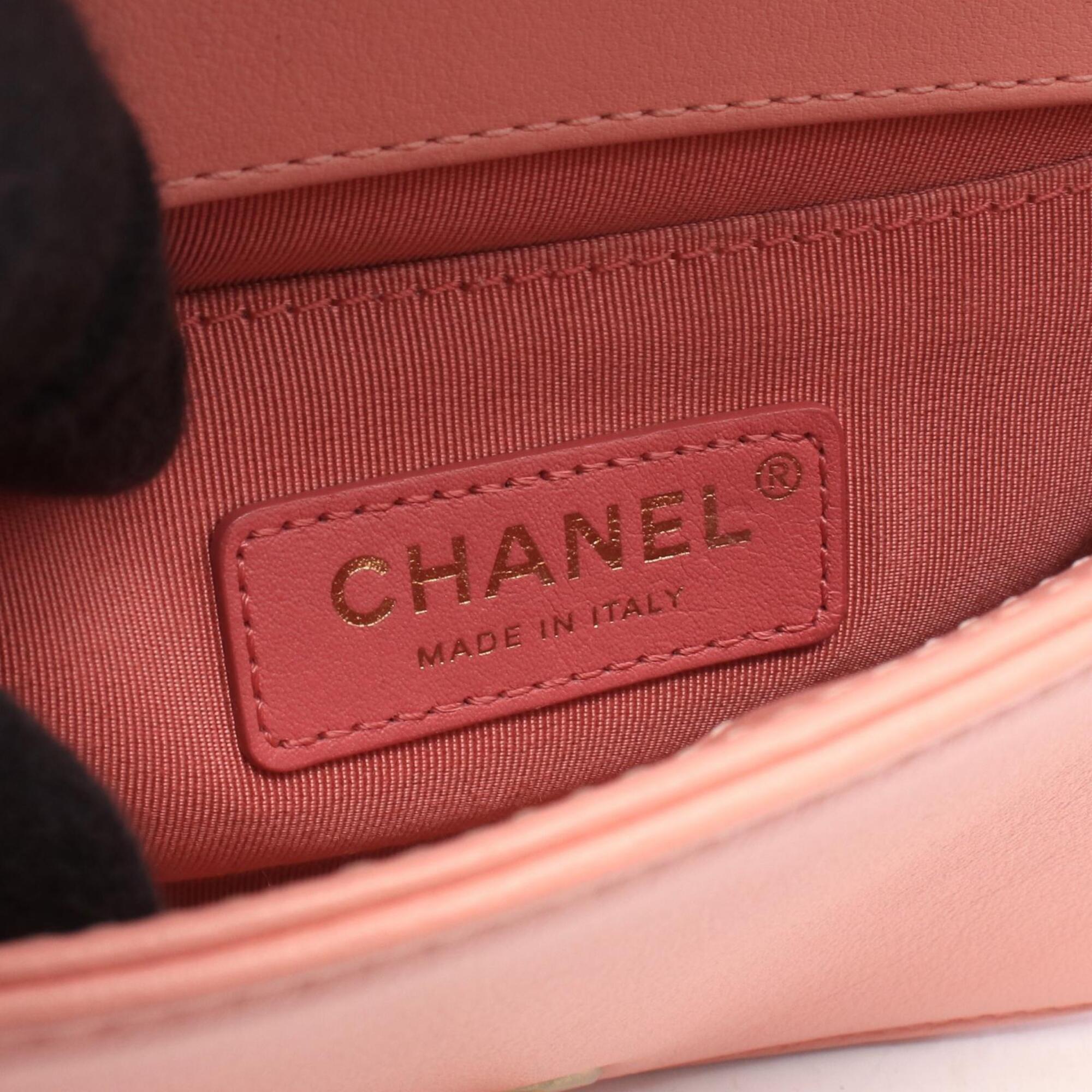 Chanel Pink Leather Fanny Pack Handbag Shoulder Bag (Pre-Owned)
