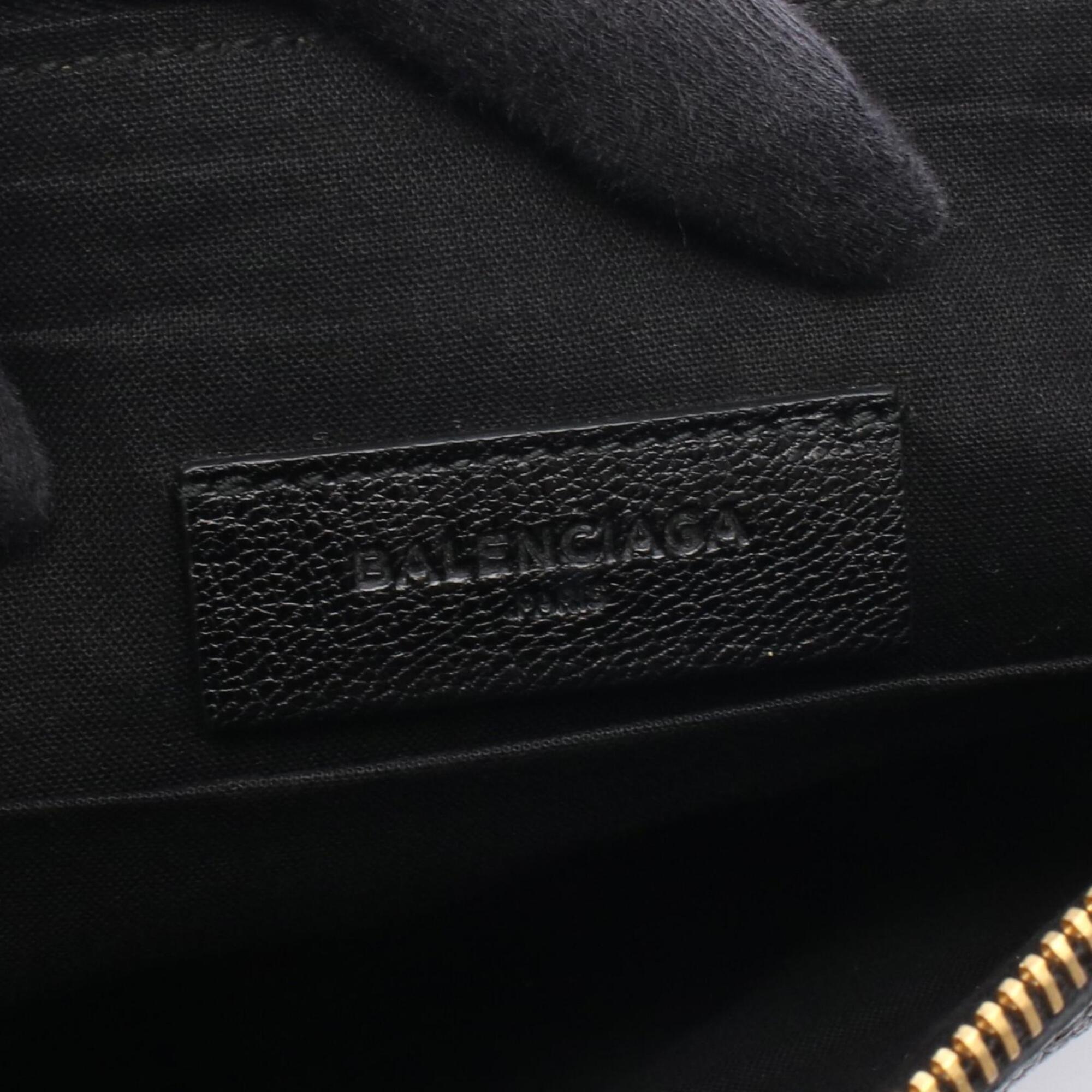 Balenciaga Black Leather Clutch Bag Handbag (Pre-Owned)