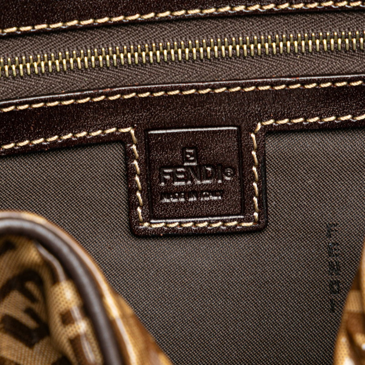 Fendi Brown Leather Canvas Handbag (Pre-Owned)