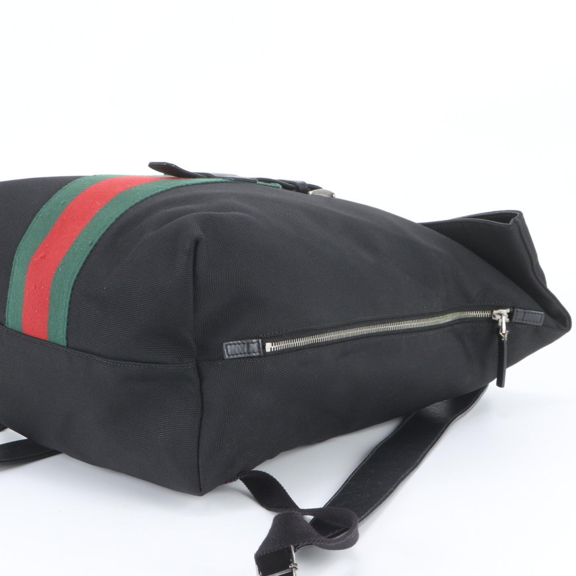 Gucci Black Leather Canvas Backpack Shoulder Bag (Pre-Owned)