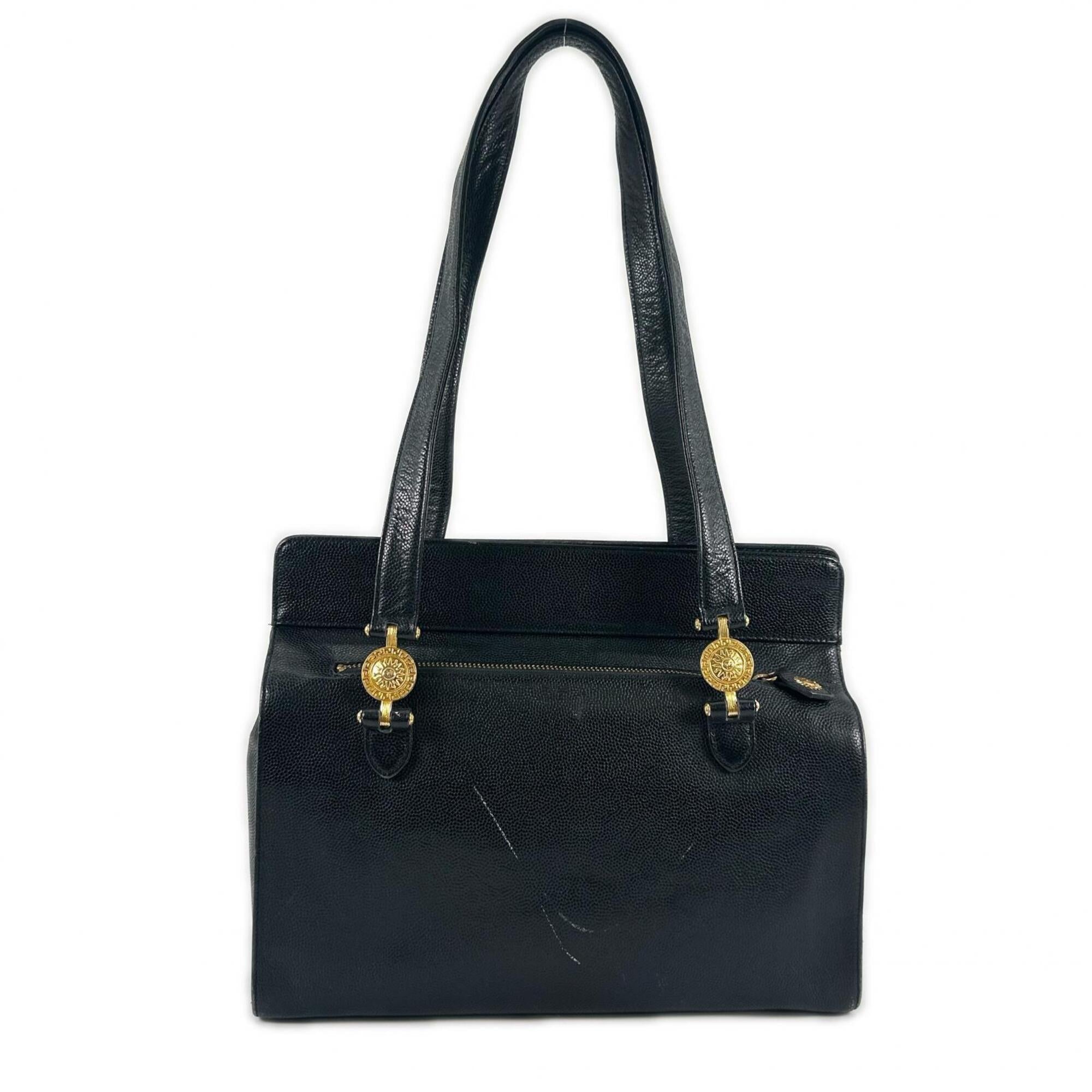 Versace Black Leather Tote Bag (Pre-Owned)