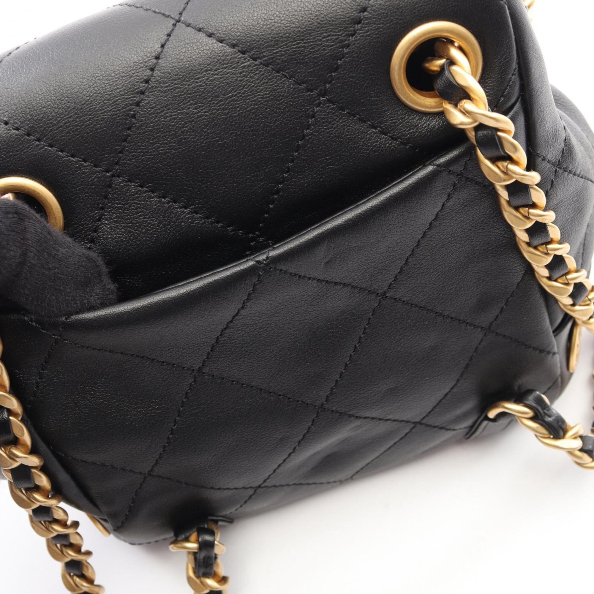 Chanel Black Leather Backpack Handbag (Pre-Owned)