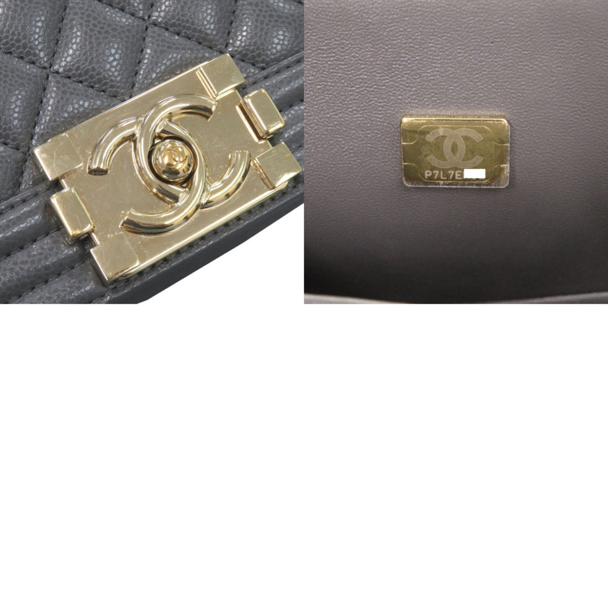 Chanel Gray Grained Calfskin Shoulder Bag (Pre-Owned)