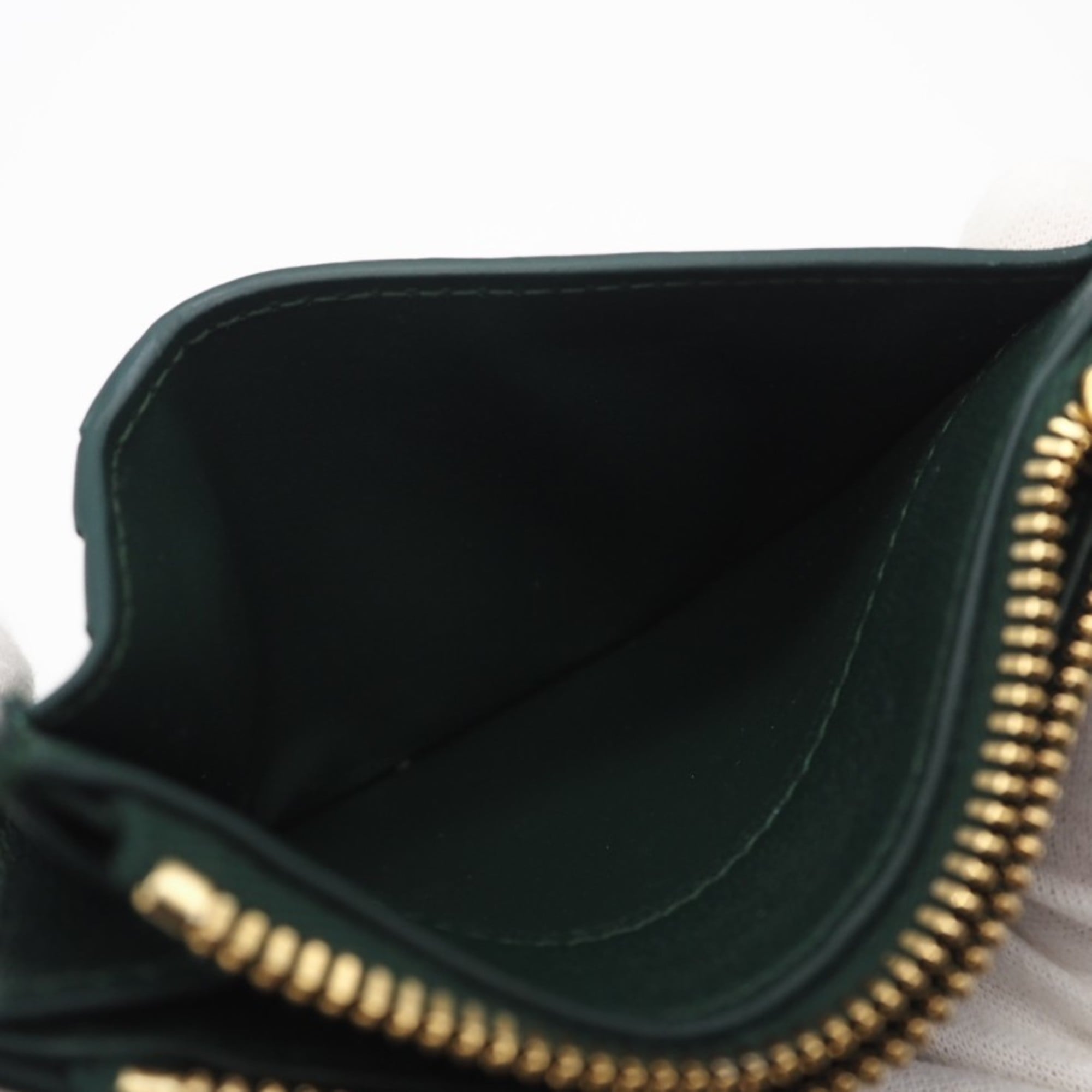 Bottega Veneta Emerald Green Green Leather Card Wallet (Pre-Owned)
