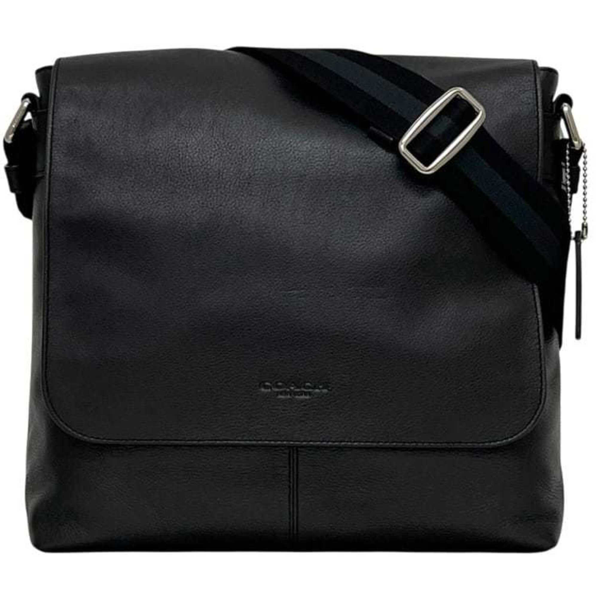 Coach Black Leather Messenger Bag Shoulder Bag (Pre-Owned)