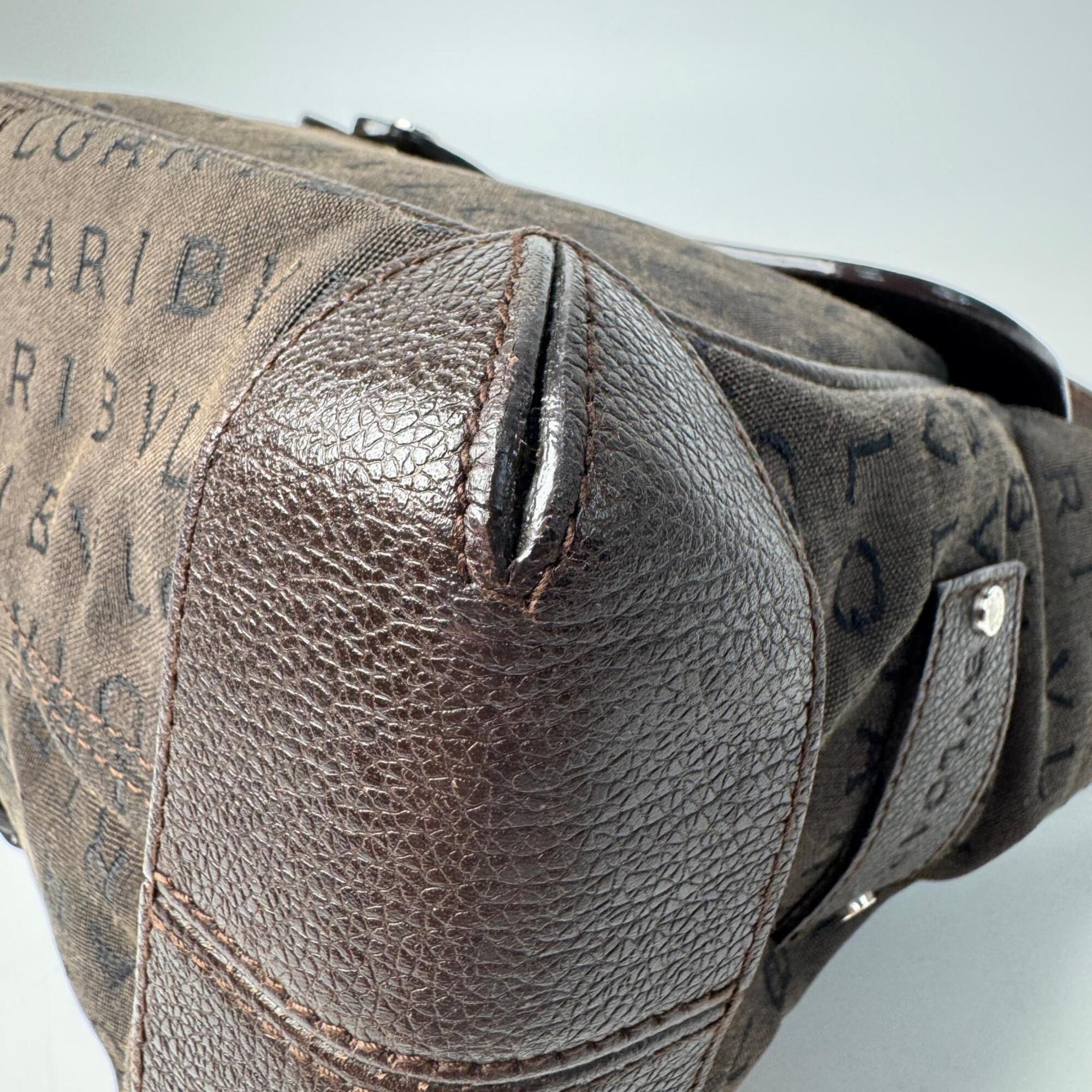 Bvlgari Brown Canvas Leather Shoulder Bag (Pre-Owned)