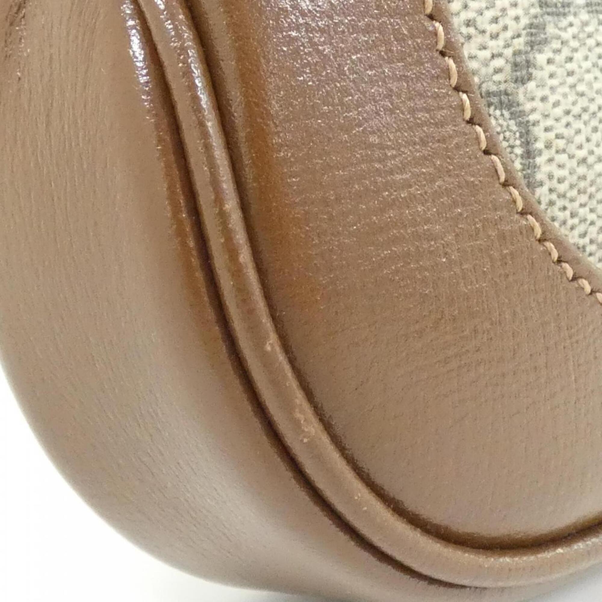 Gucci Beige Brown Gg Supreme Canvas Leather Handbag (Pre-Owned)