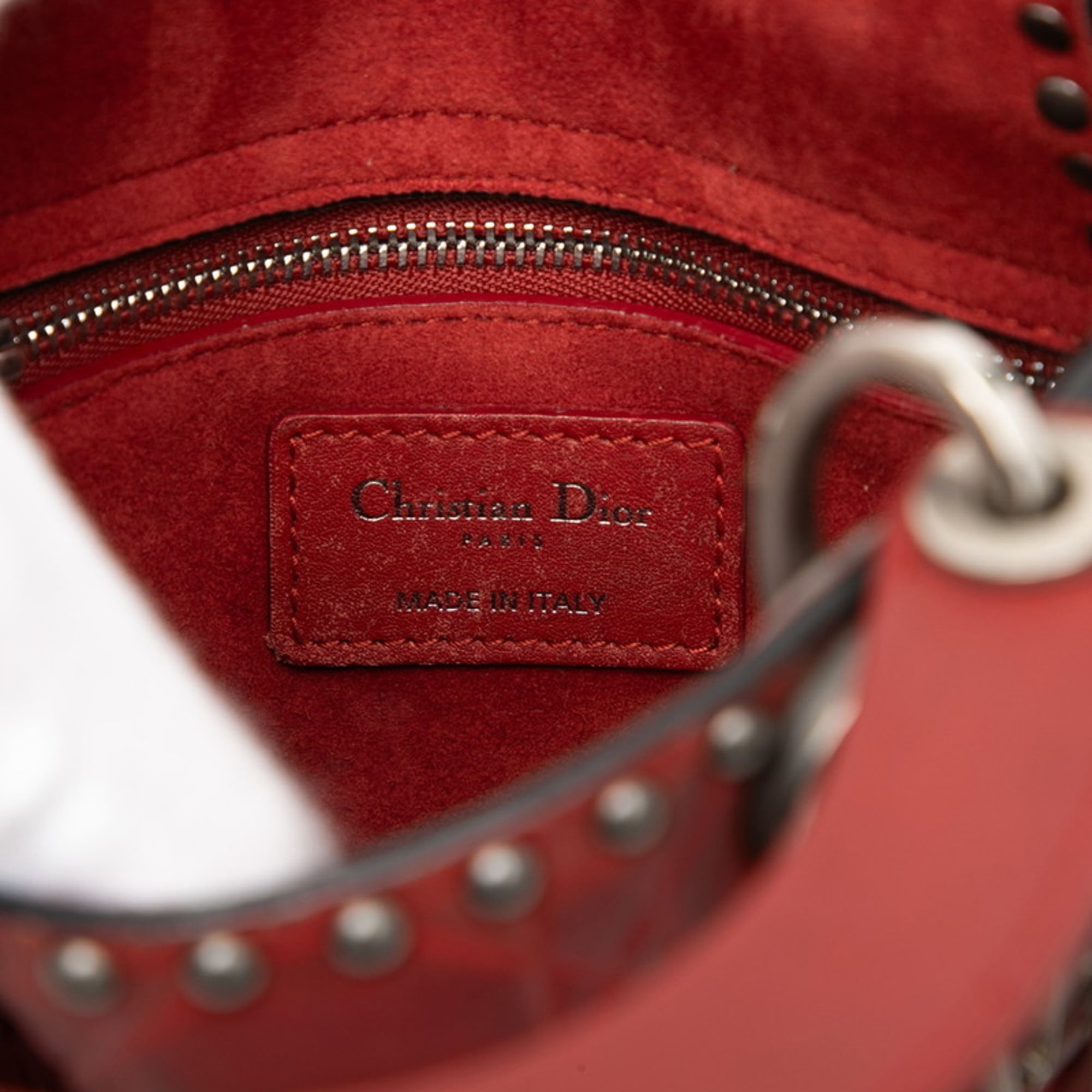 Christian Dior Red Color Leather Handbag Shoulder Bag (Pre-Owned)