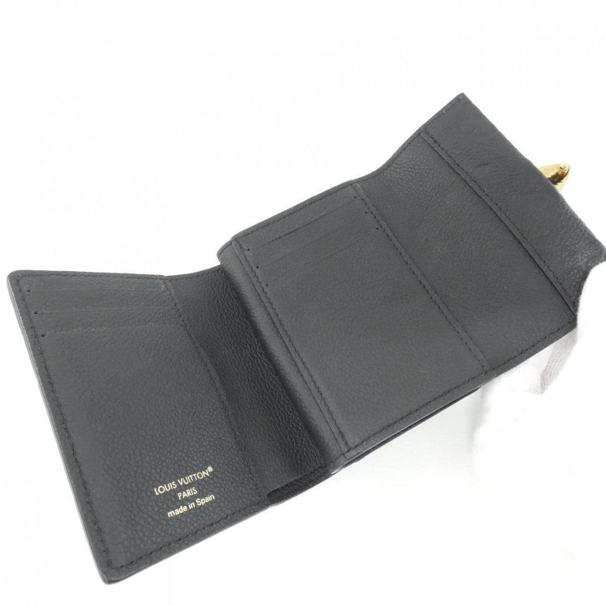 Louis Vuitton Black Leather Wallet (Tri-Fold) (Pre-Owned)
