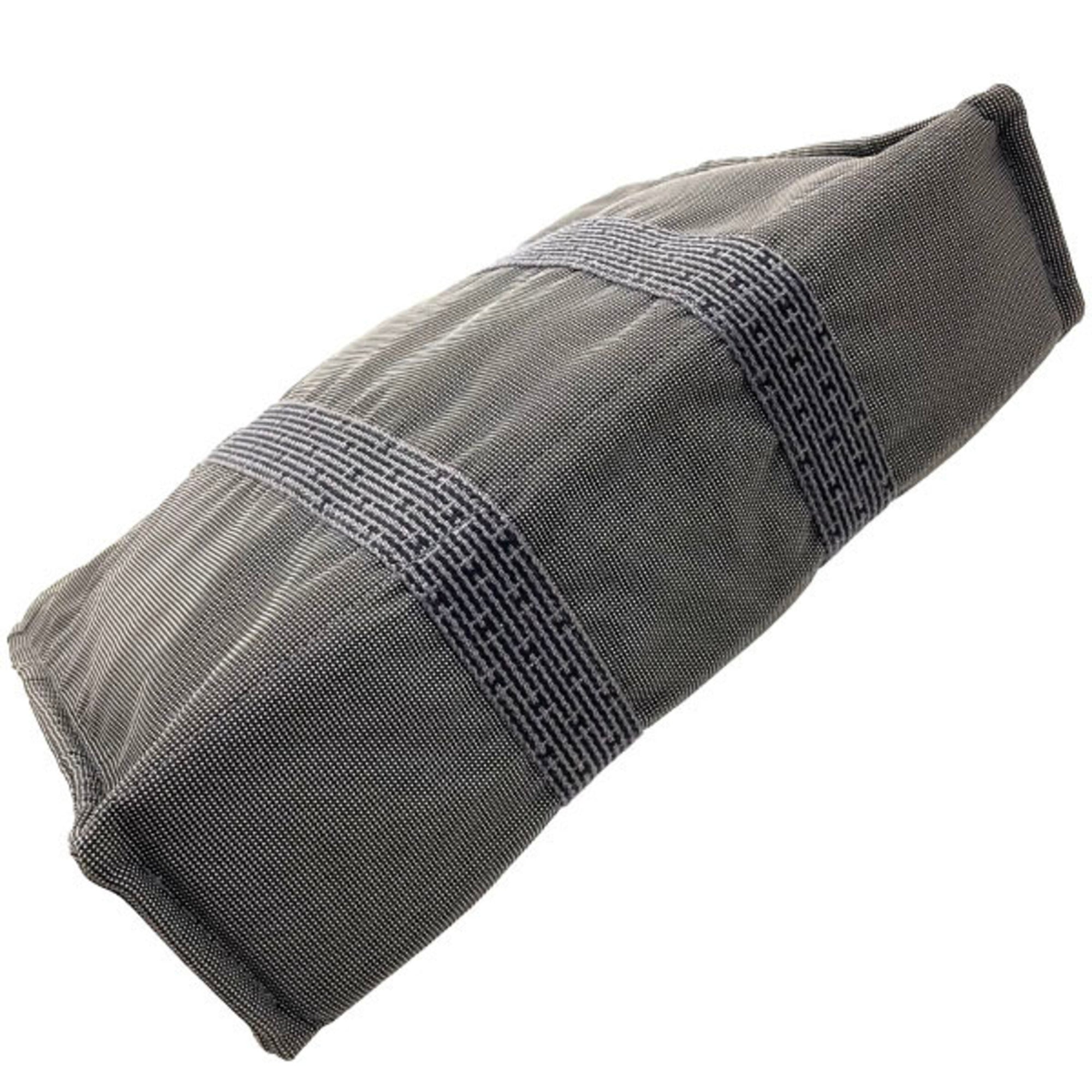 Hermes Her Line Gray Nylon Canvas Tote Bag (Pre-Owned)