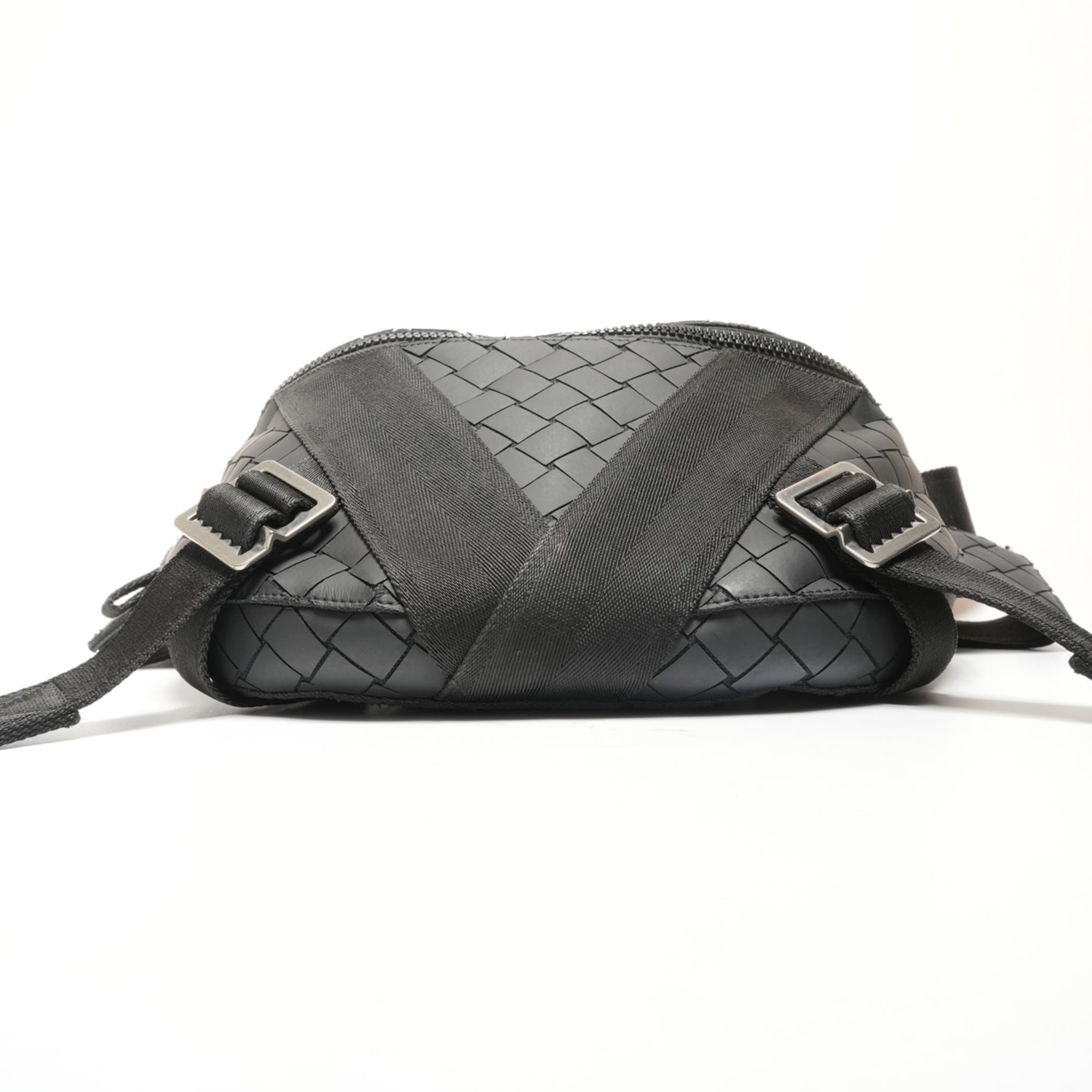 Bottega Veneta Intrecciato Black Rubber Shoulder Bag Sling Bag (Pre-Owned)