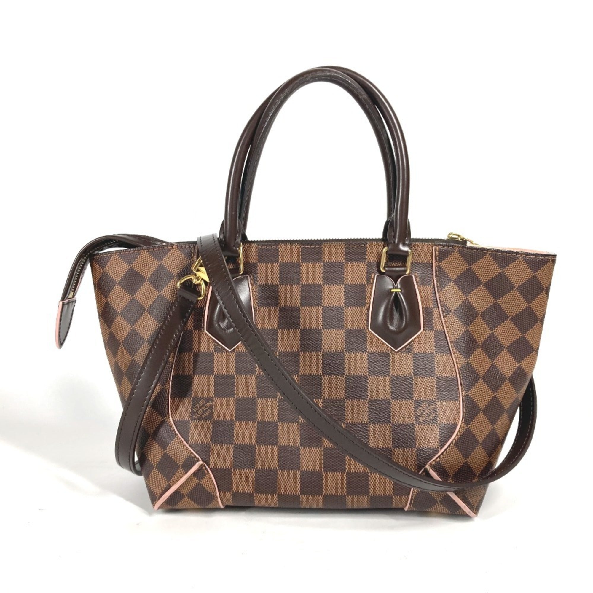 Louis Vuitton Brown Pink Rose Ballerine Damier Canvas Handbag Shoulder Bag (Pre-Owned)